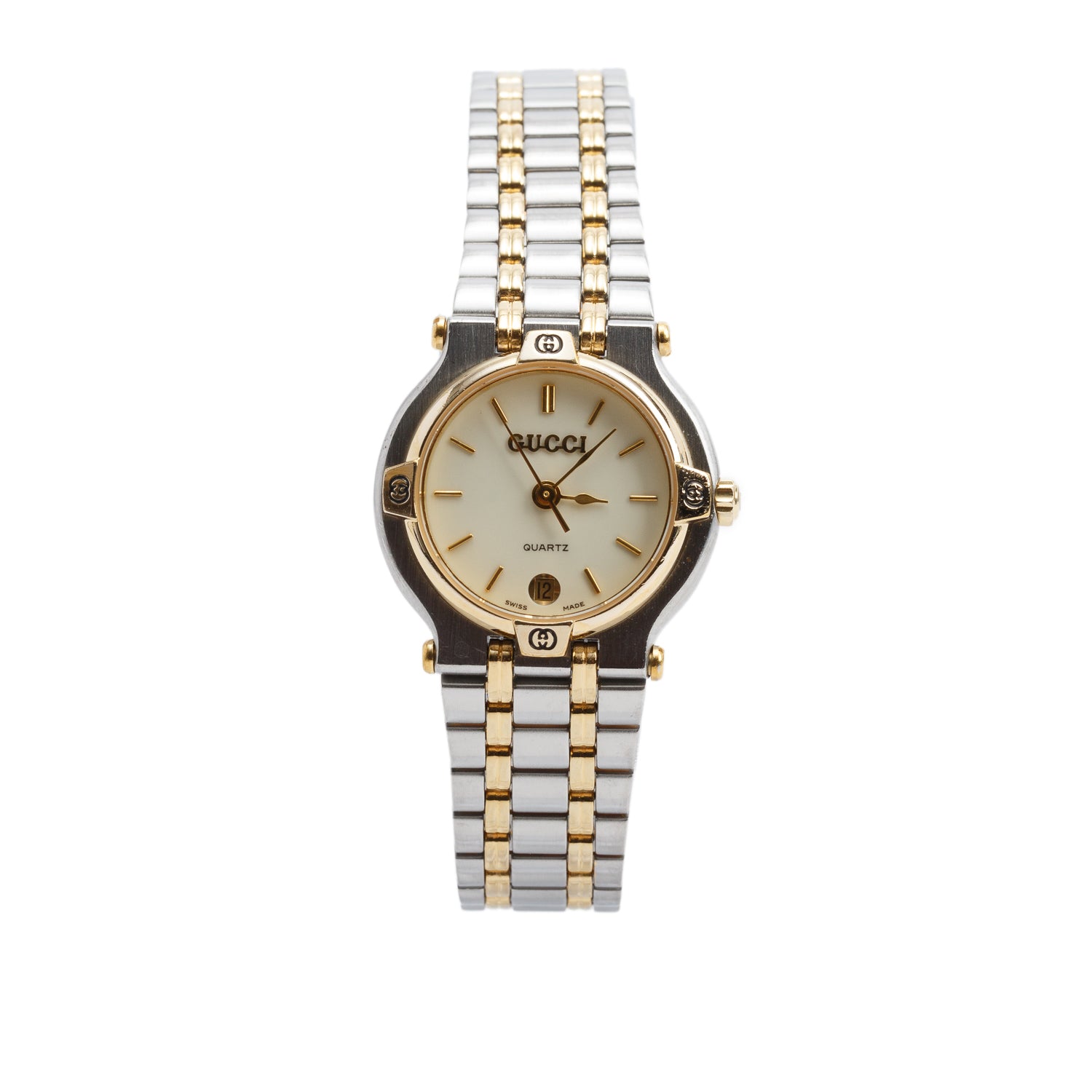 Gucci Vintage Two-Tone Stainless Steel 9000L Series 25 MM Quartz Watch Creme Dial