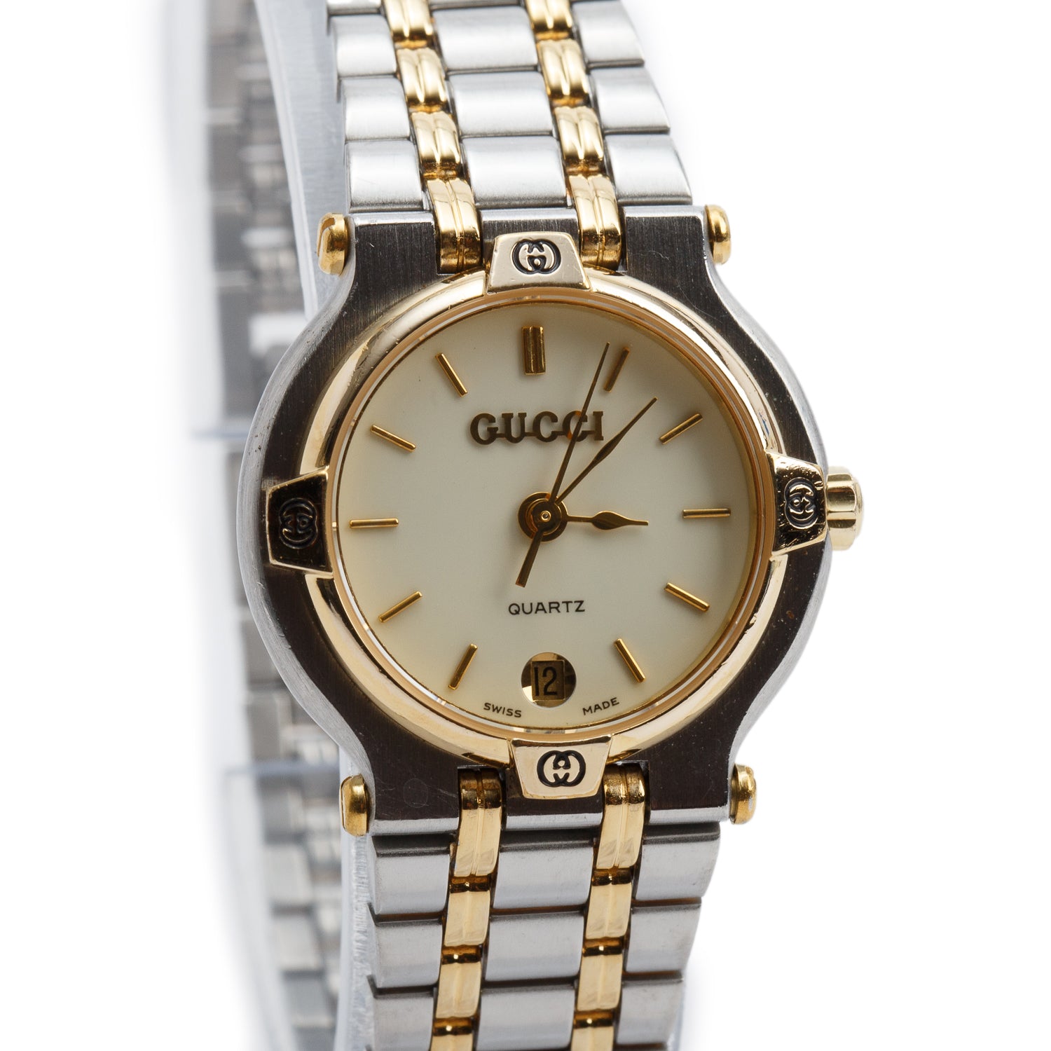Gucci Vintage Two-Tone Stainless Steel 9000L Series 25 MM Quartz Watch Creme Dial