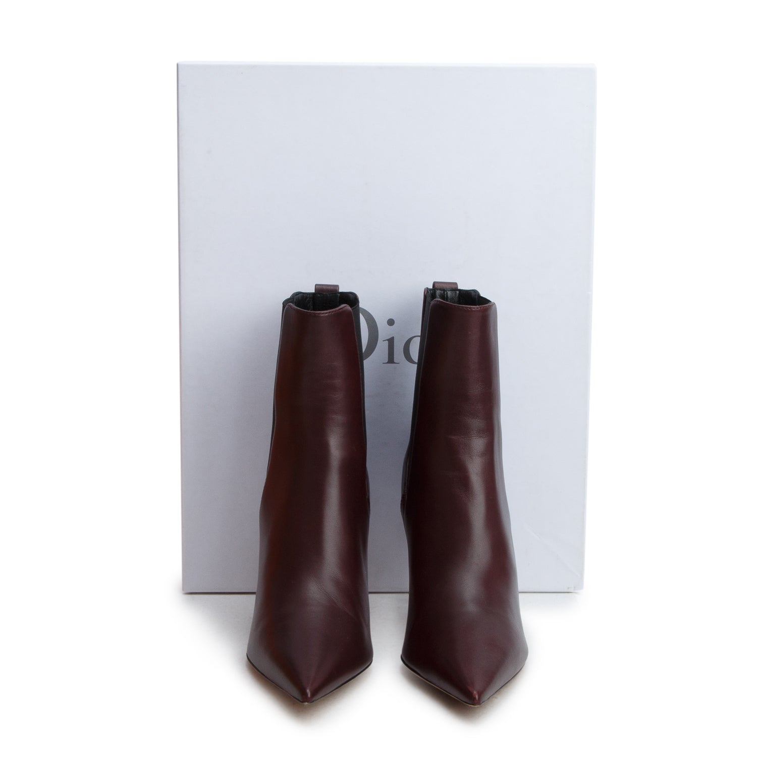 Christian Dior Brown Leather District Ankle Bootie Pumps, Size 38.5 w/ Box
