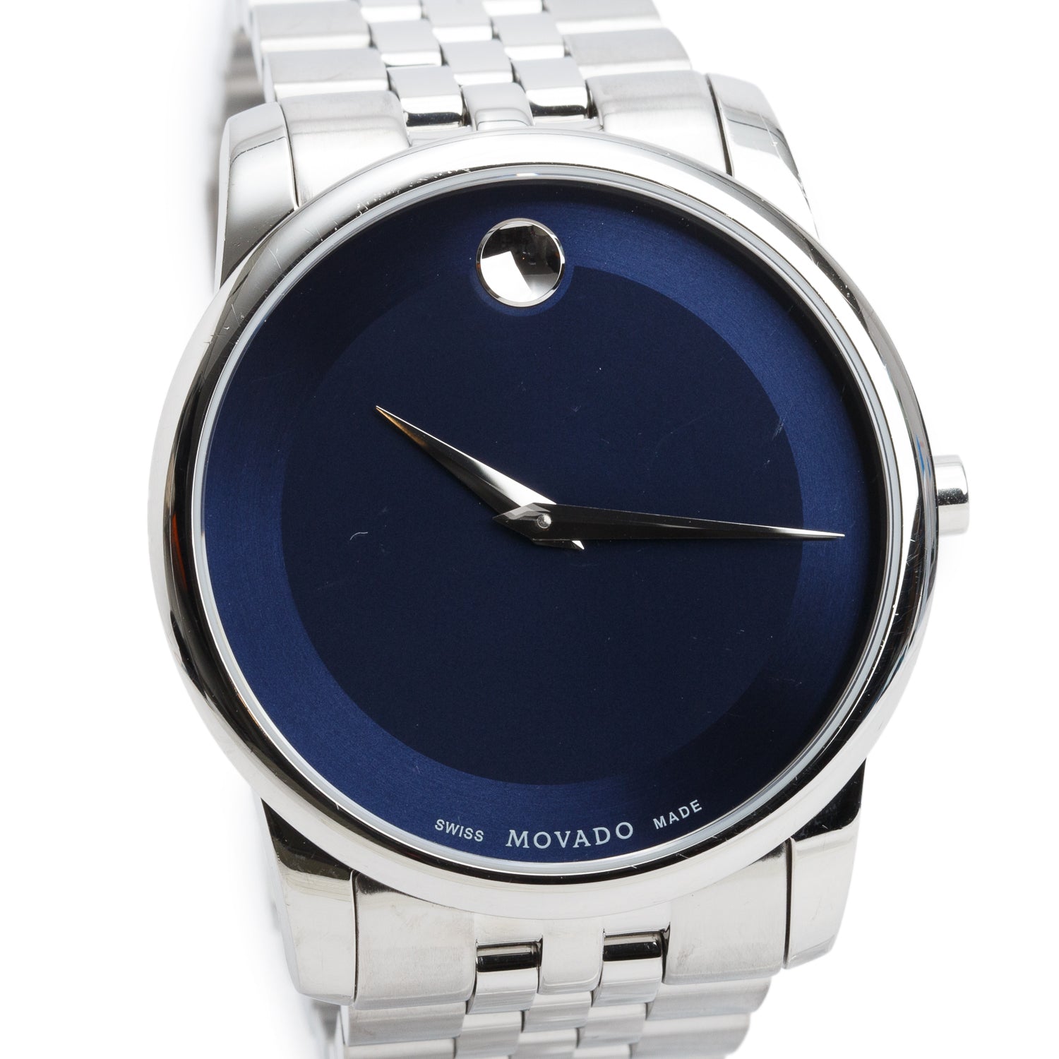 Movado Stainless Steel Museum 40 MM Quartz Watch Blue Dial