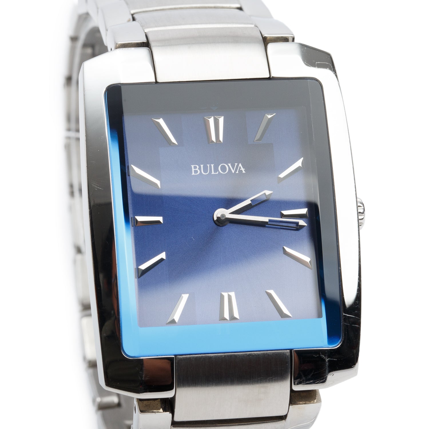 Bulova Stainless Steel Classic 35 MM Quartz Watch Blue Dial 96A169