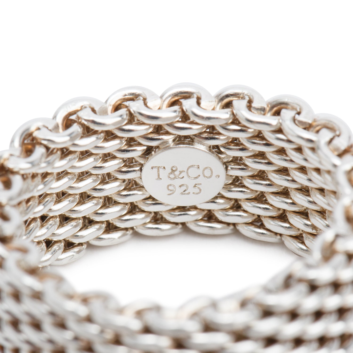 Tiffany & Co. Sterling Silver Somerset Mesh Ring, Size 7.5