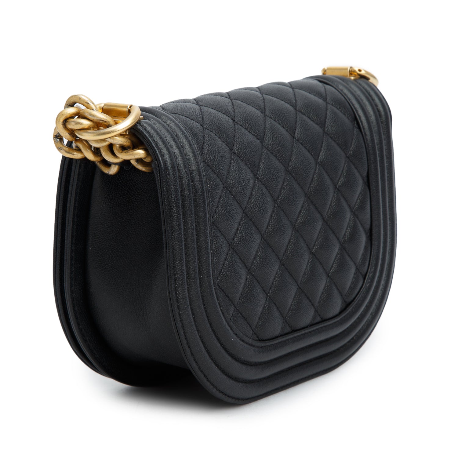 Chanel Black Caviar Leather Small Boy Messenger Bag