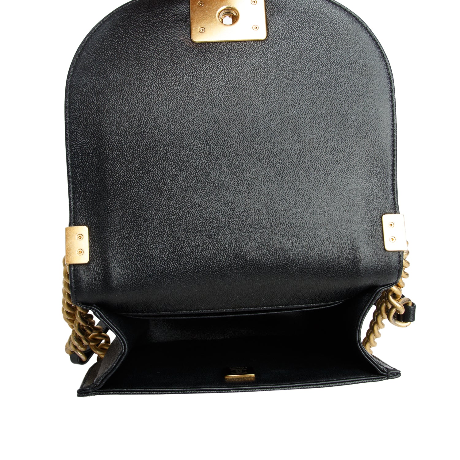 Chanel Black Caviar Leather Small Boy Messenger Bag