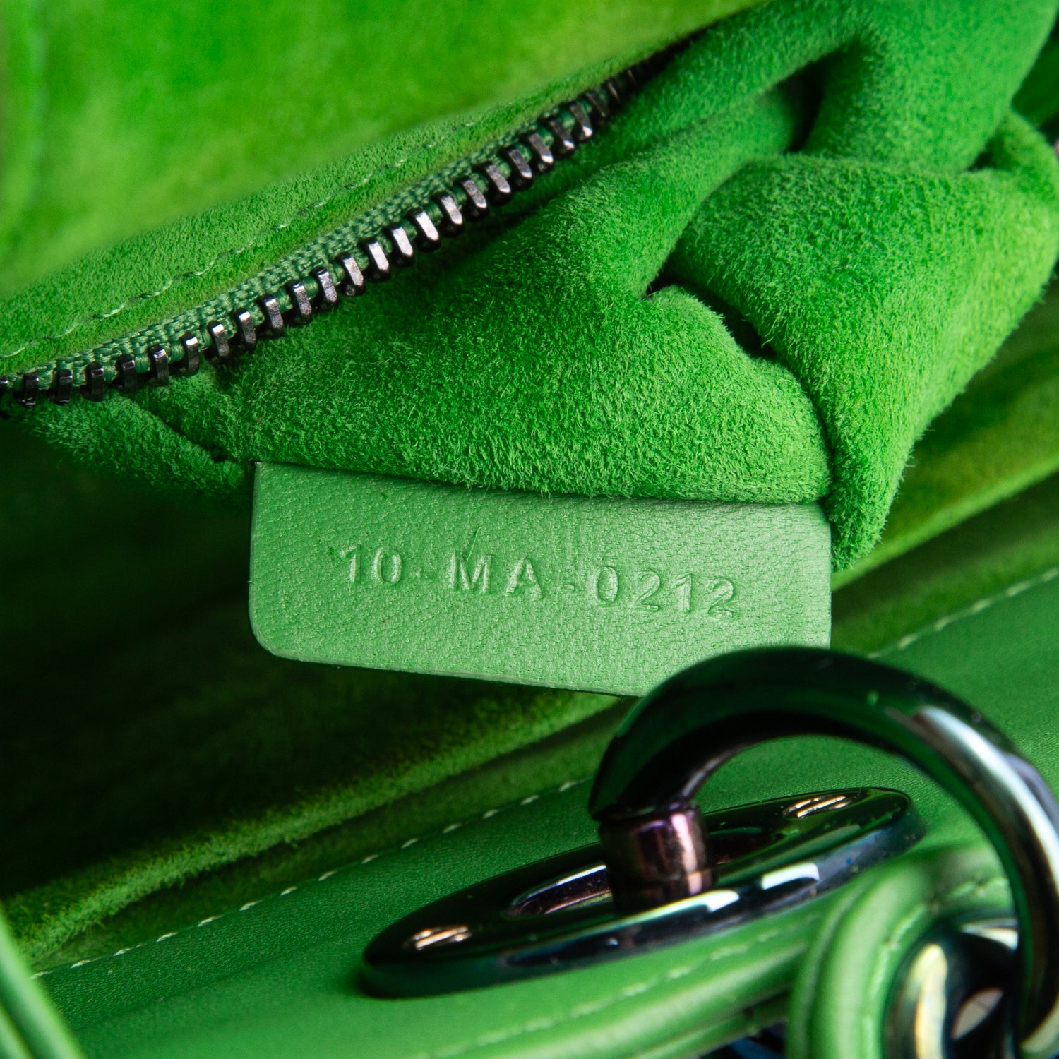 Christian Dior 2022 Green Cannage Lambskin Leather Small Lady Dior Bag w/ Strap