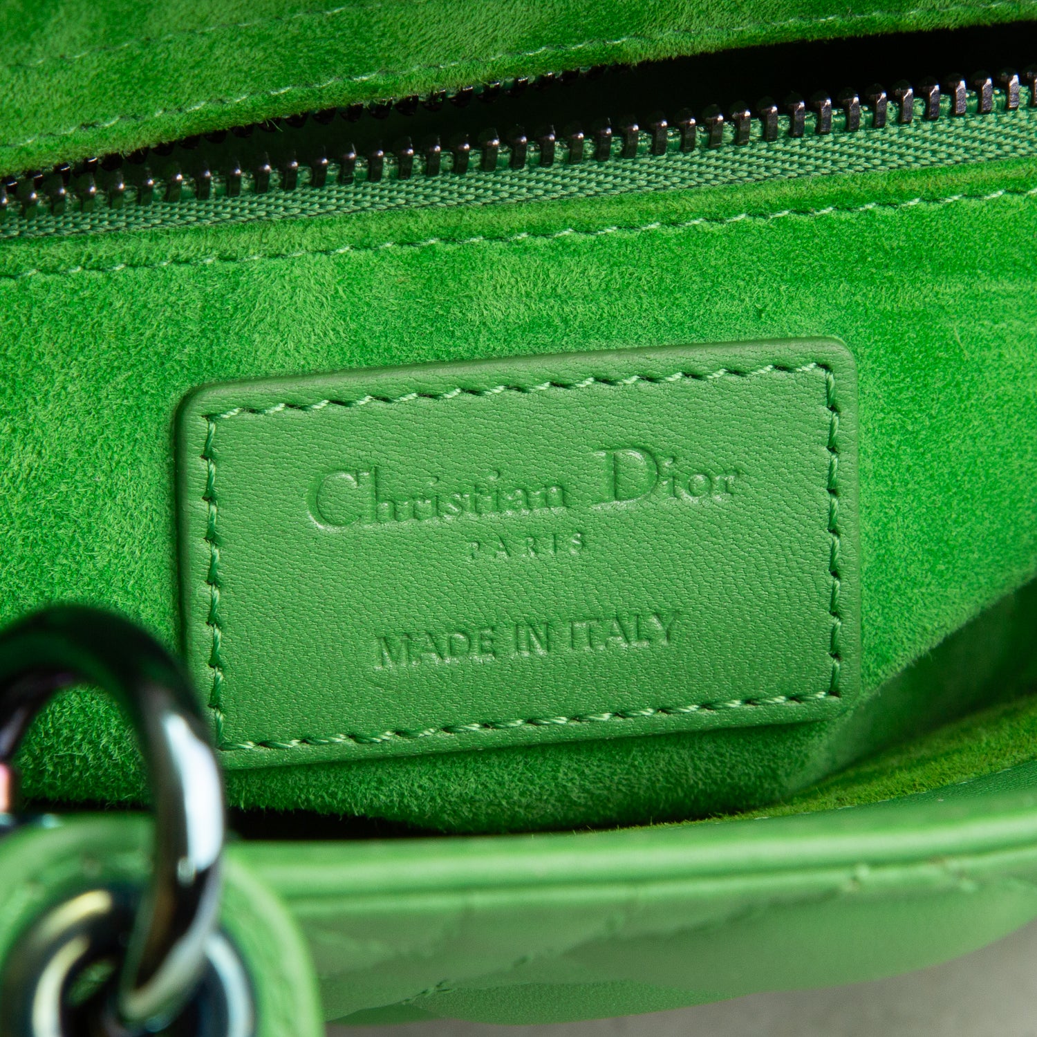 Christian Dior 2022 Green Cannage Lambskin Leather Small Lady Dior Bag w/ Strap