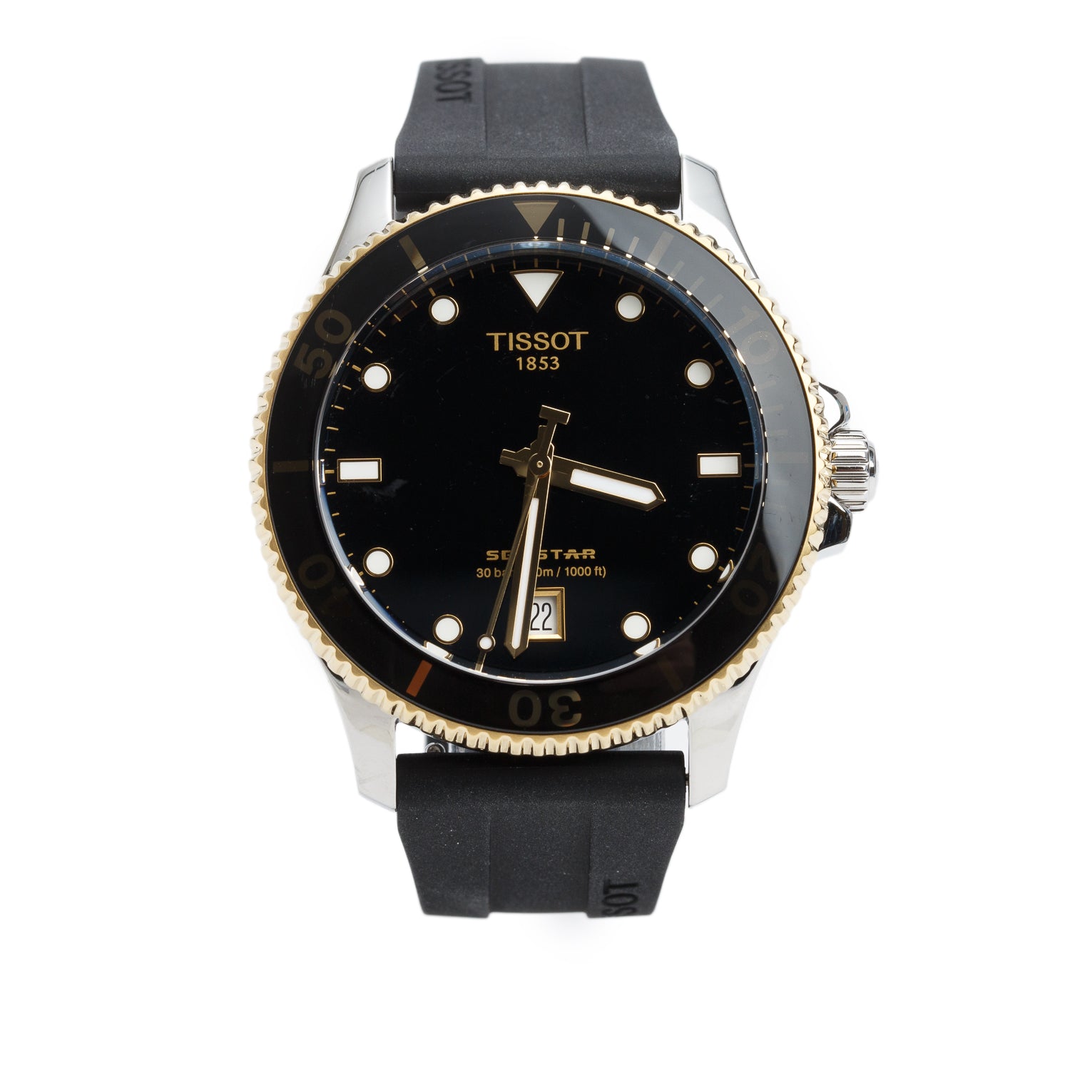 Tissot Two-Tone Stainless Steel Seastar 1000 40 MM Quartz Watch Black Dial