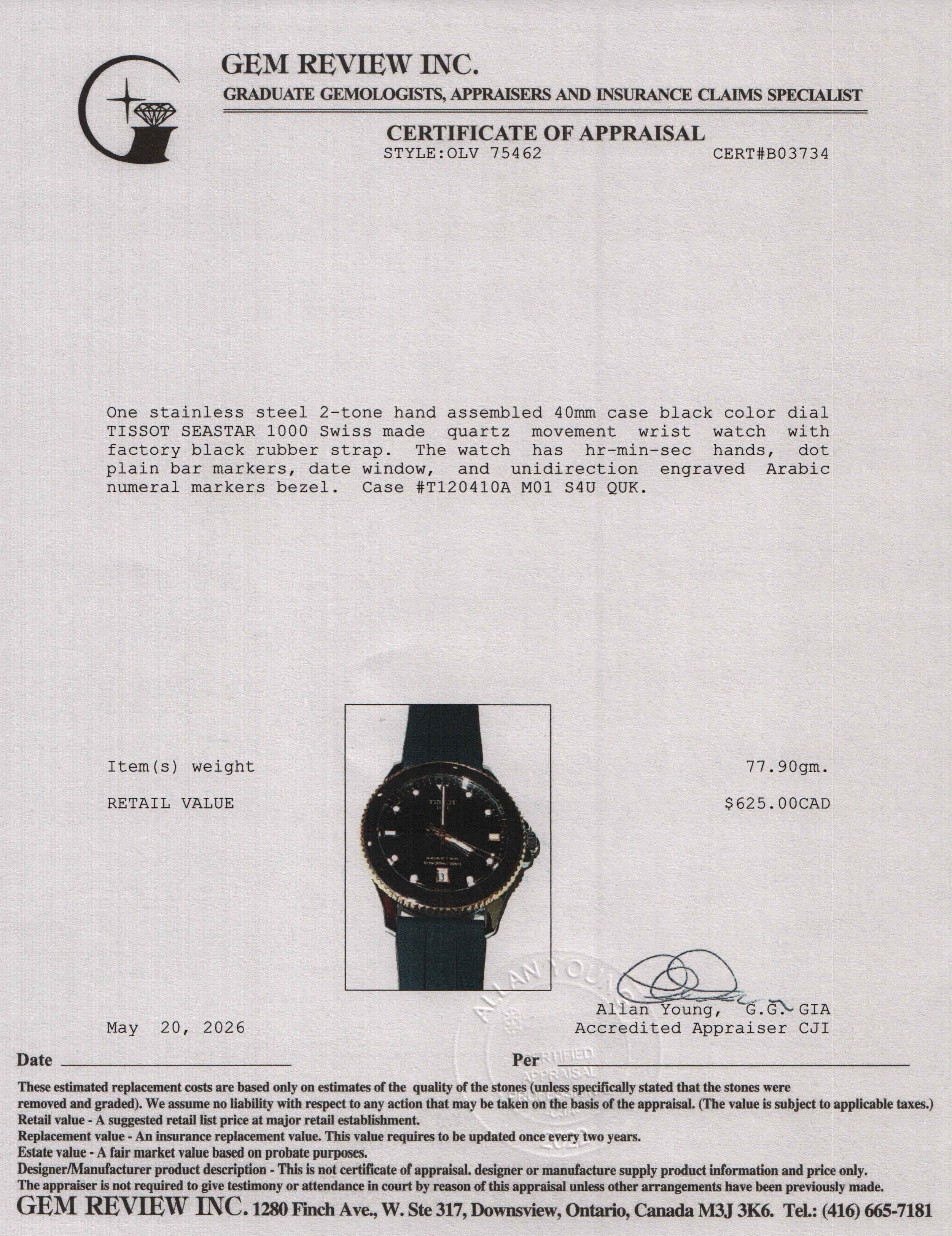 Tissot Two-Tone Stainless Steel Seastar 1000 40 MM Quartz Watch Black Dial