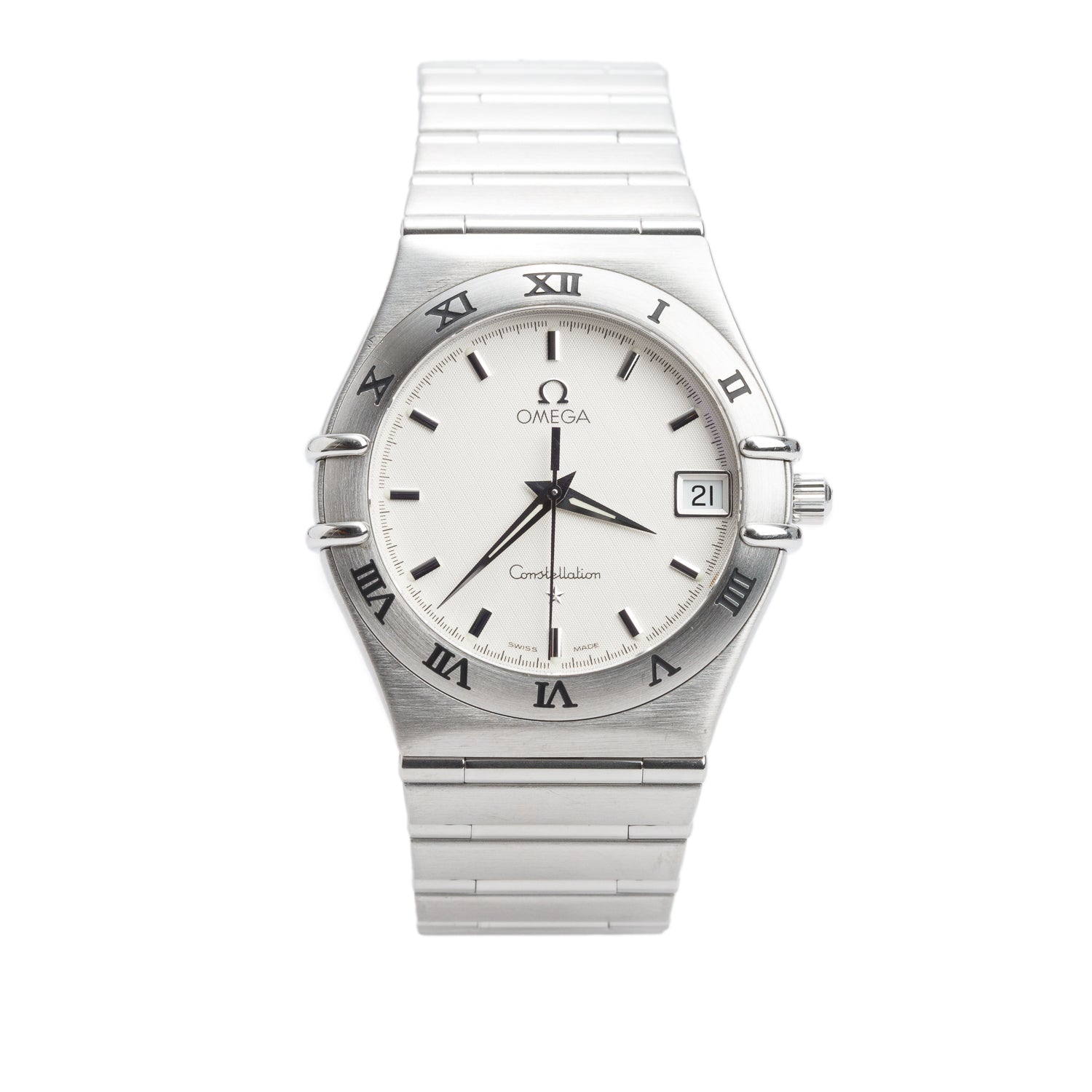 Omega Stainless Steel Constellation 34 MM Quartz Watch Silver Dial
