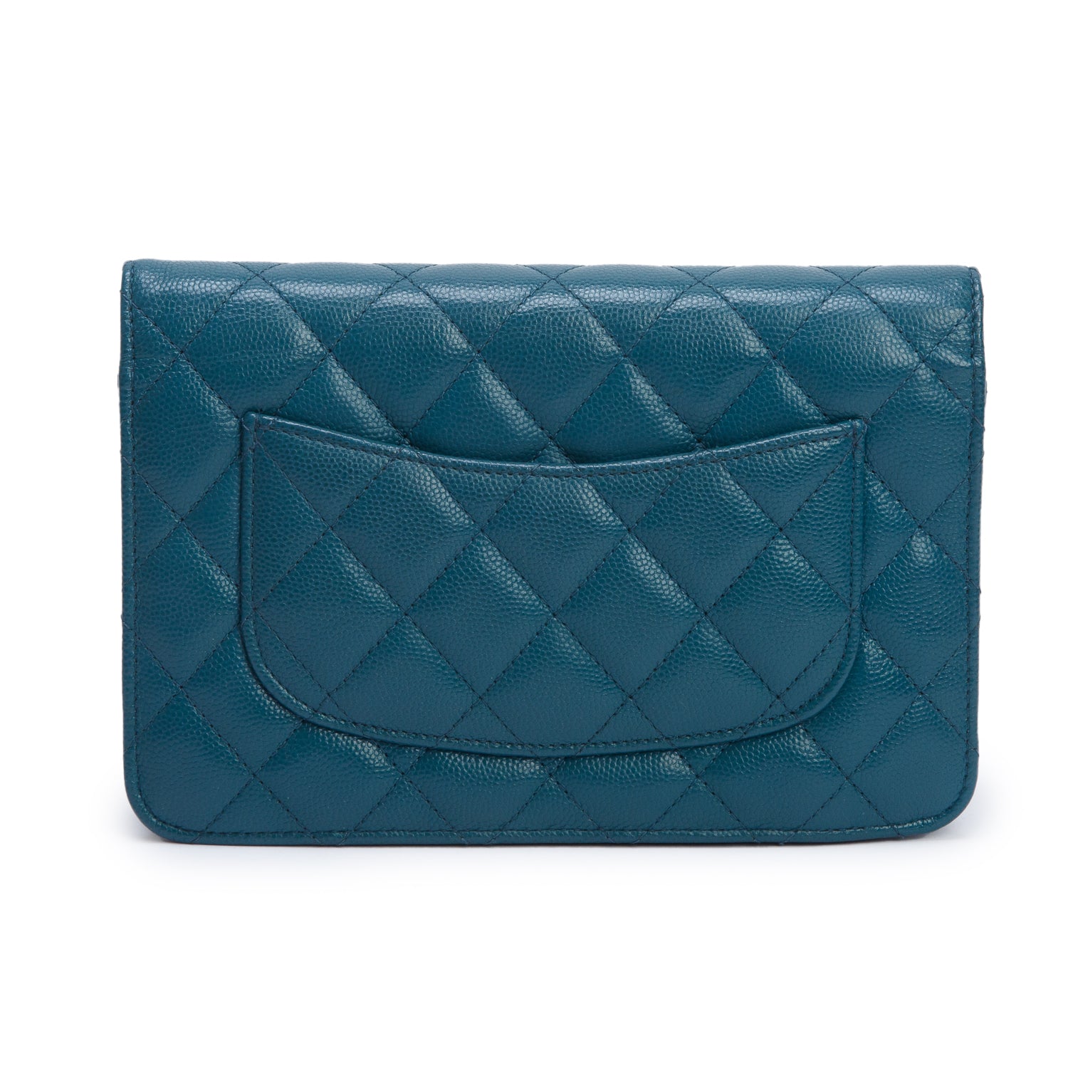 Chanel Teal Quilted Caviar Classic Wallet on Chain w/ Authenticity Card