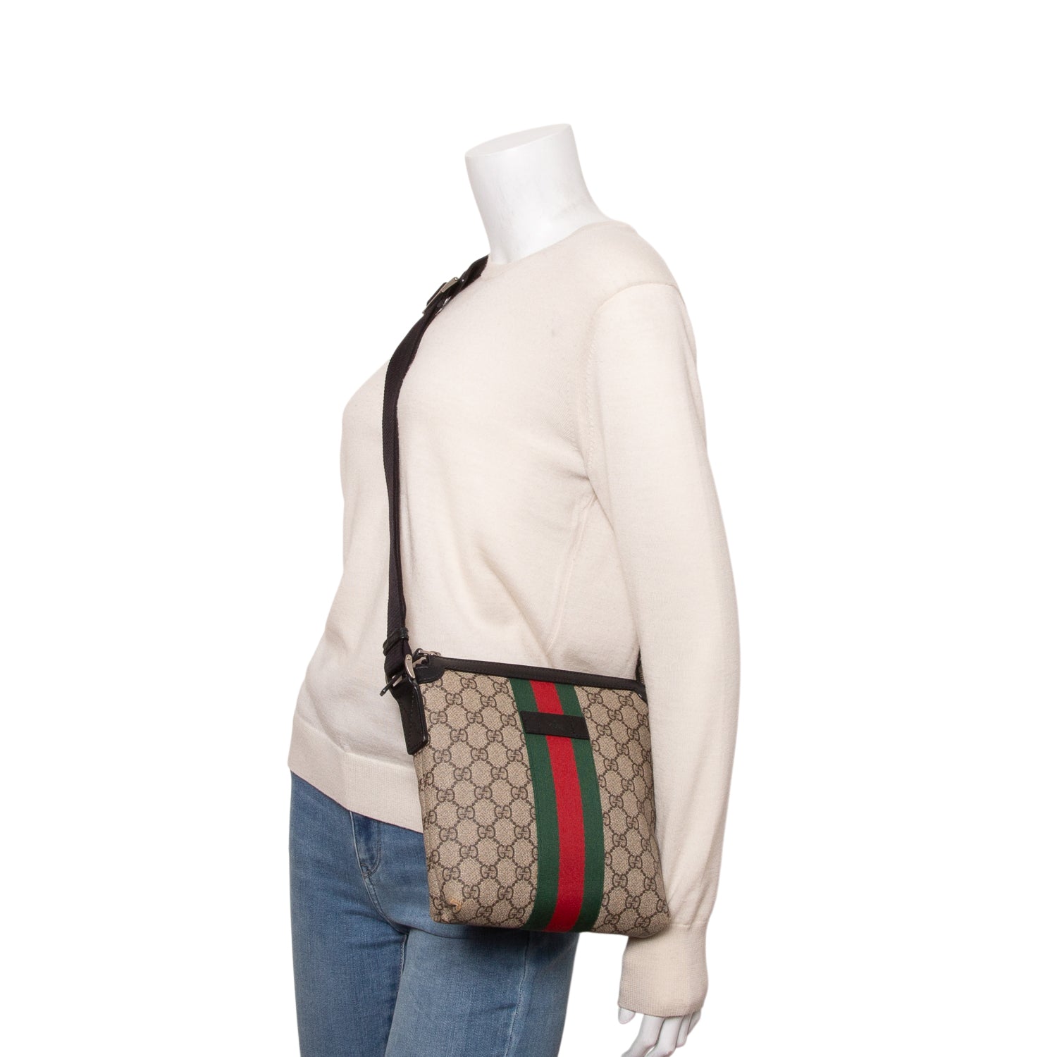 Gucci GG Supreme Monogram Web Small Messenger Bag