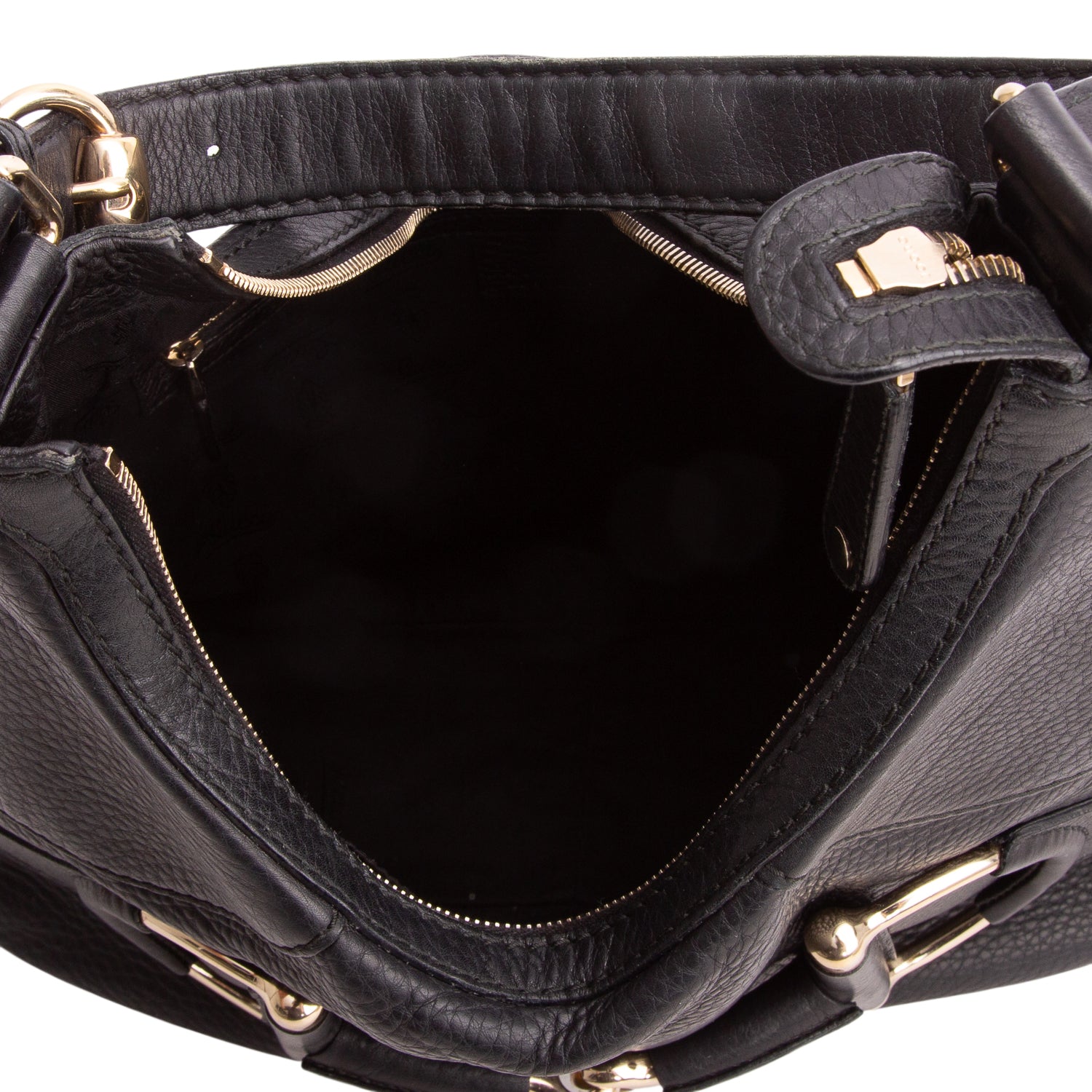 Gucci Black Pebbled Leather Heritage Horsebit Hobo