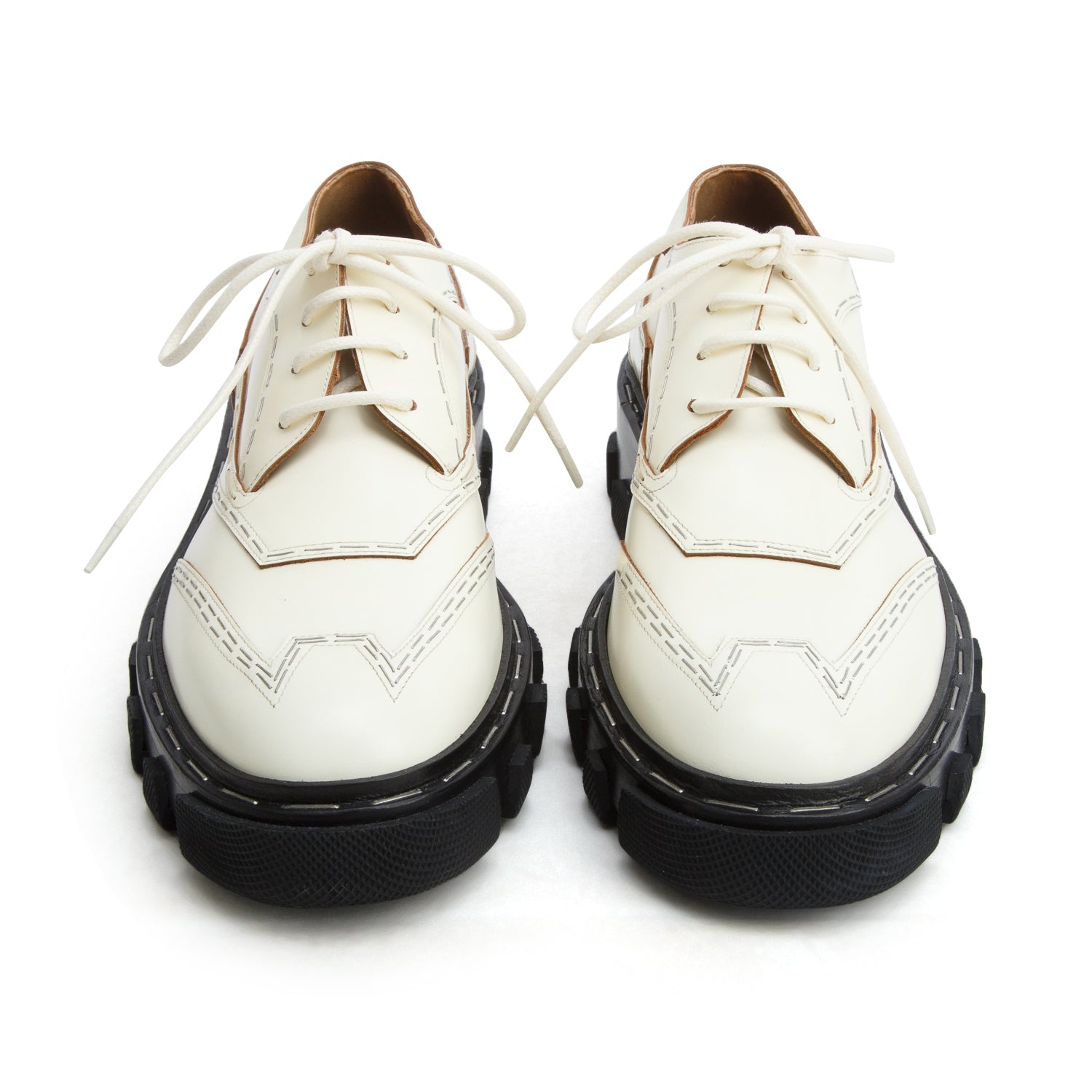 Balenciaga White Leather Lace-Up Staple Accent Derby Shoes, Size 40 w/ Box