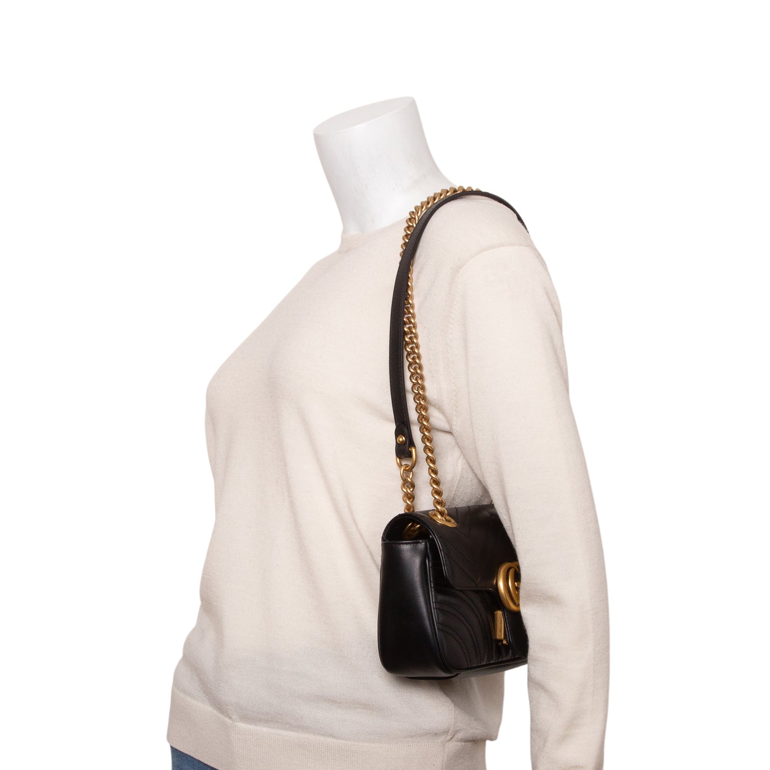 Gucci 2022 Black GG Marmont Matelasse Small Shoulder Bag w/ Box & Receipt