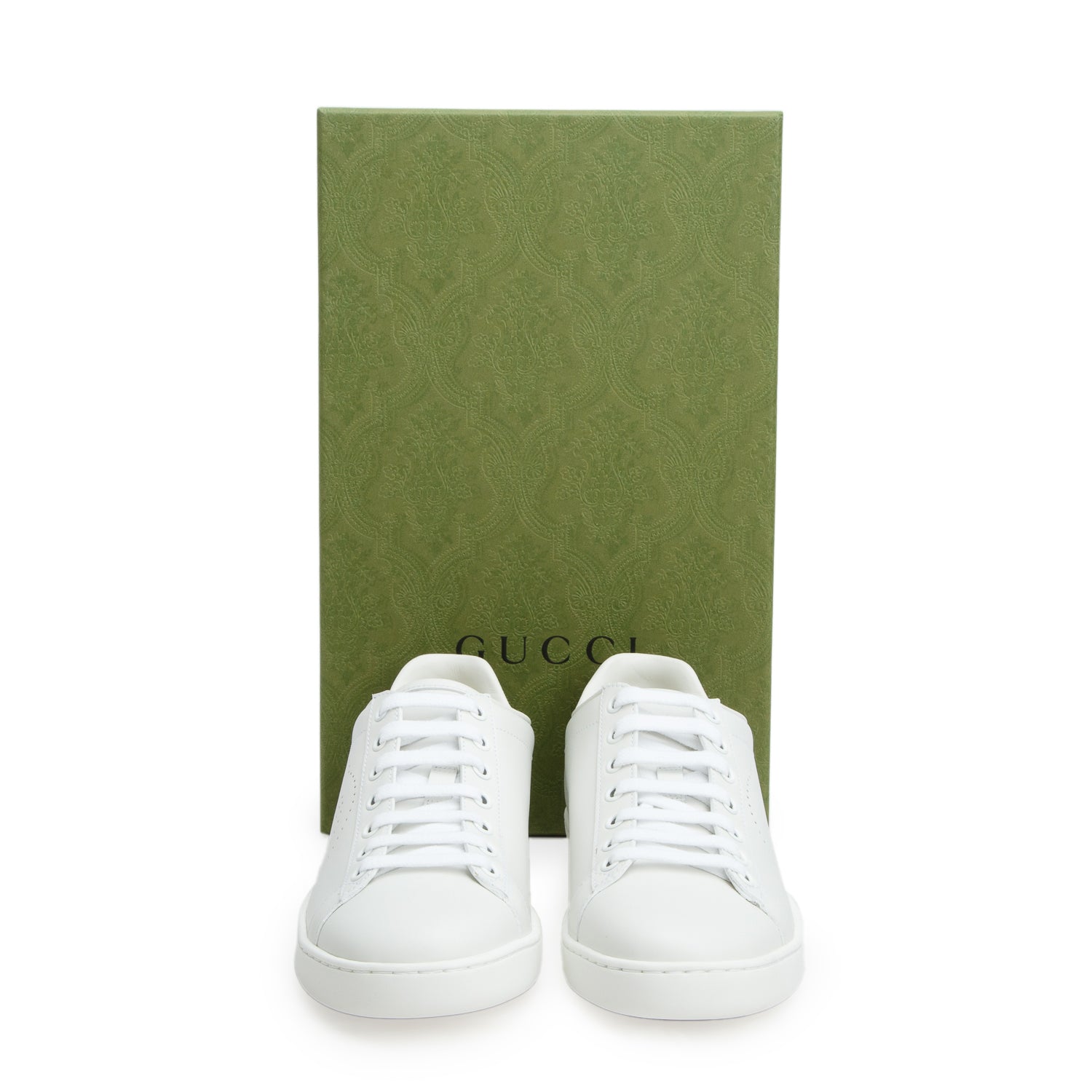 Gucci White Leather Perforated Interlocking G Ace Sneakers, Women's Size 37 w/ Box