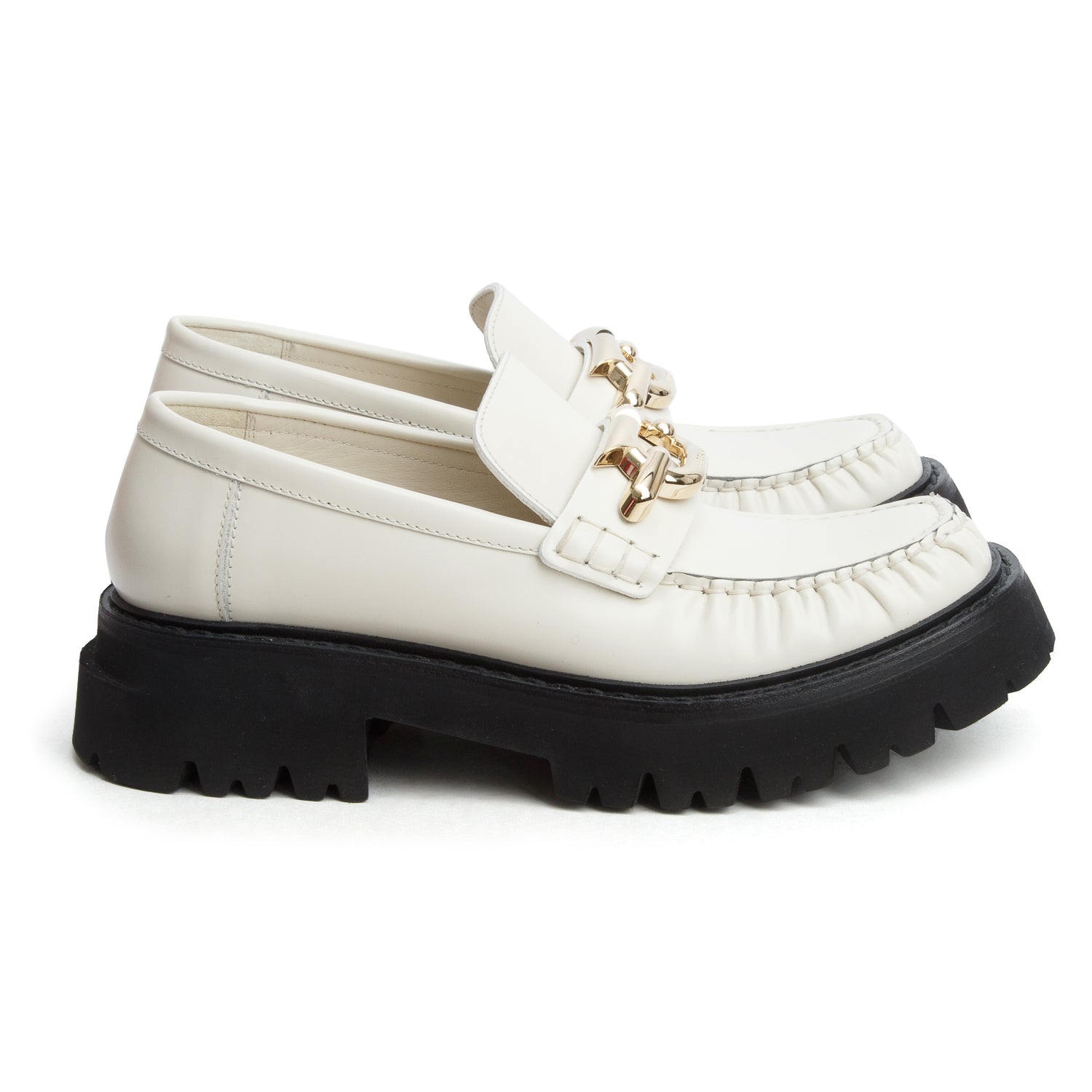 Salvatore Ferragamo White Leather Ingrid Loafers, Size 6.5 w/ Box