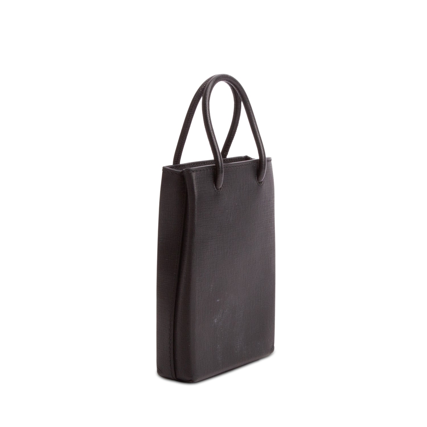 Balenciaga Black Calfskin Logo Shopping Phone Holder Bag