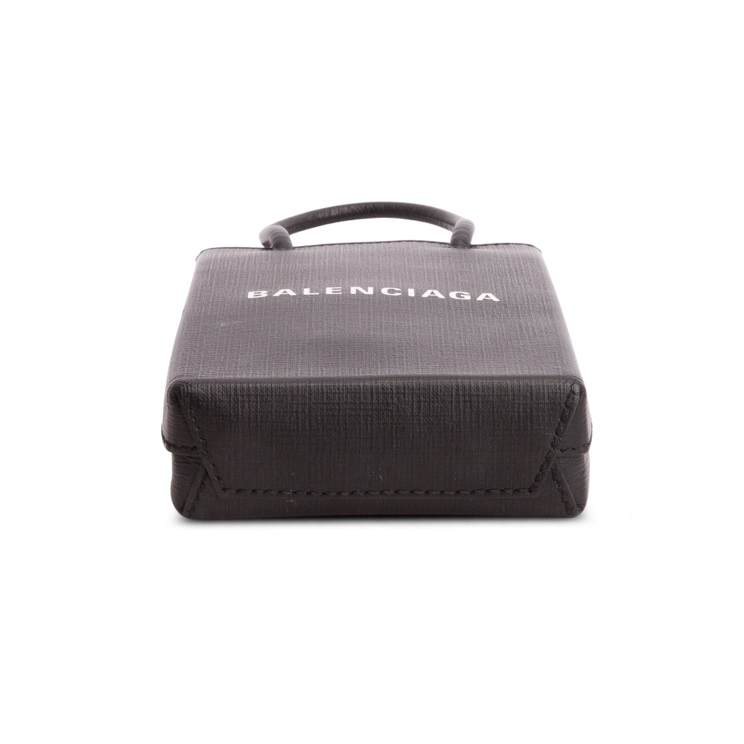 Balenciaga Black Calfskin Logo Shopping Phone Holder Bag