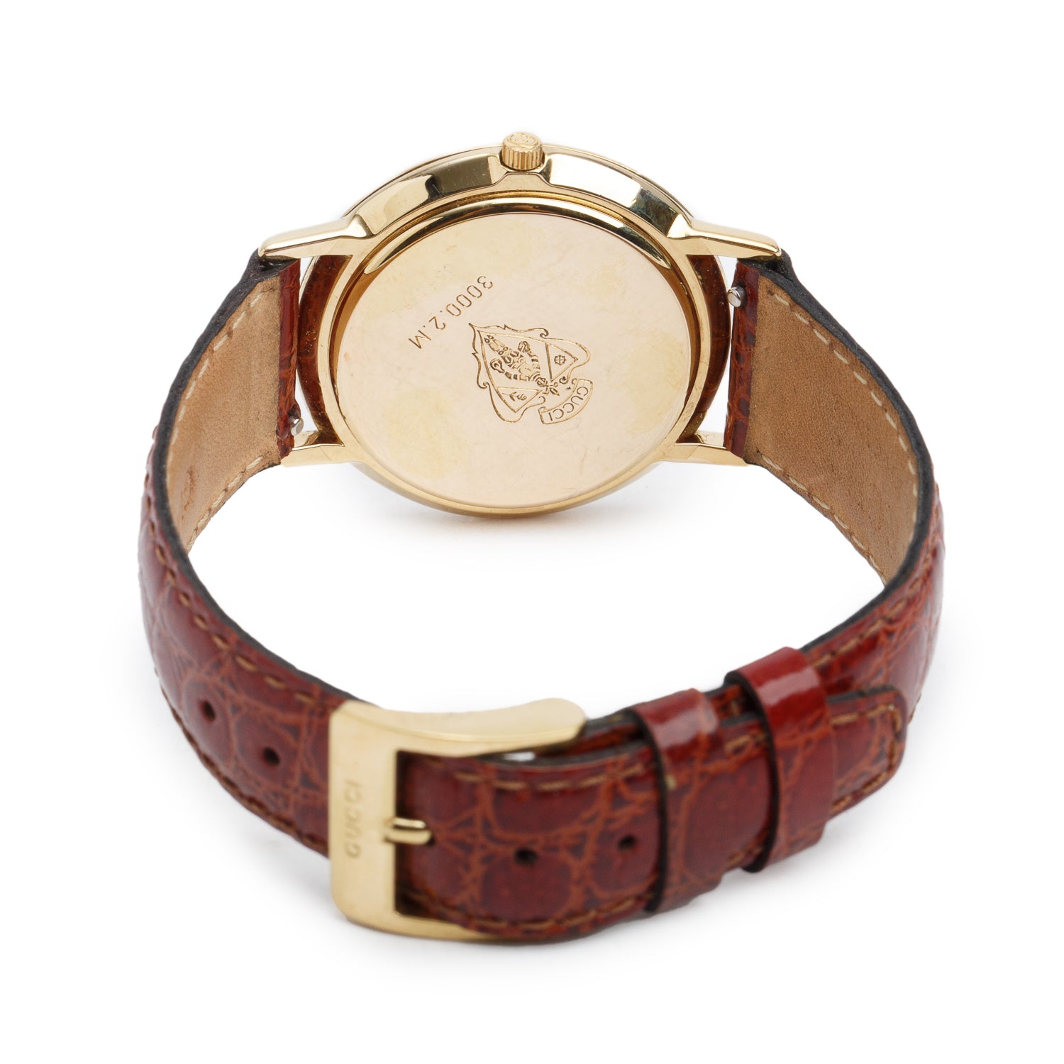 Gucci Gold Plated Stainless Steel 3000 Series 33 MM Quartz Watch Gold Dial w/ Box & Papers