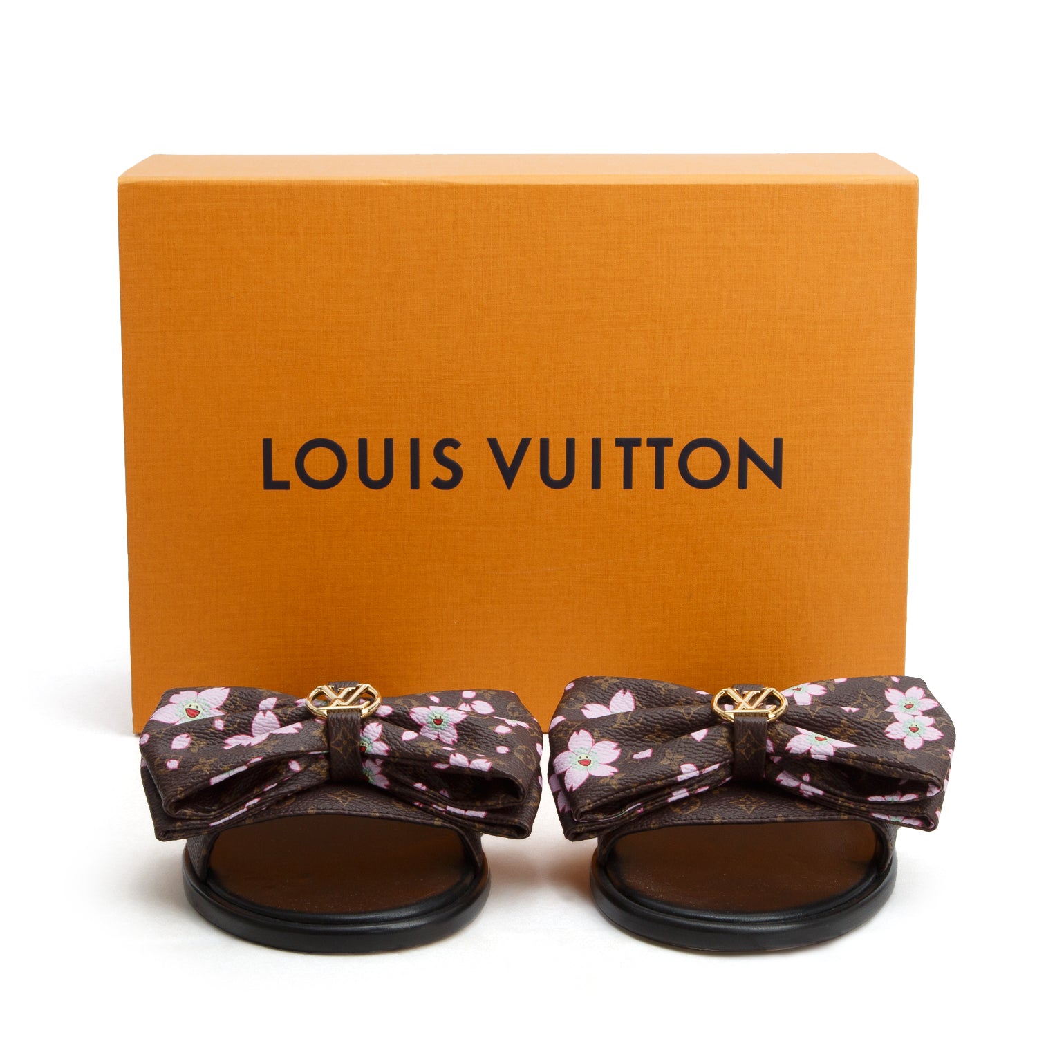 Louis Vuitton x Takashi Murakami Monogram Cherry Blossom Flat Mule, Size 38.5 w/ Box