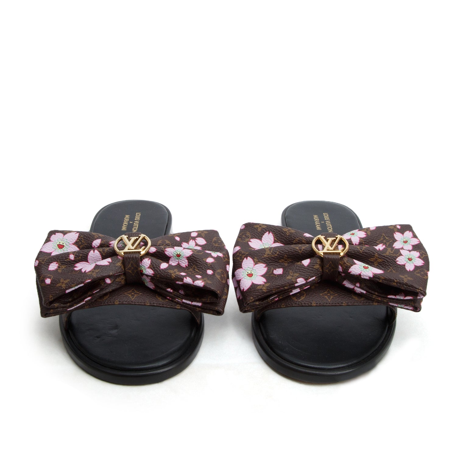 Louis Vuitton x Takashi Murakami Monogram Cherry Blossom Flat Mule, Size 38.5 w/ Box
