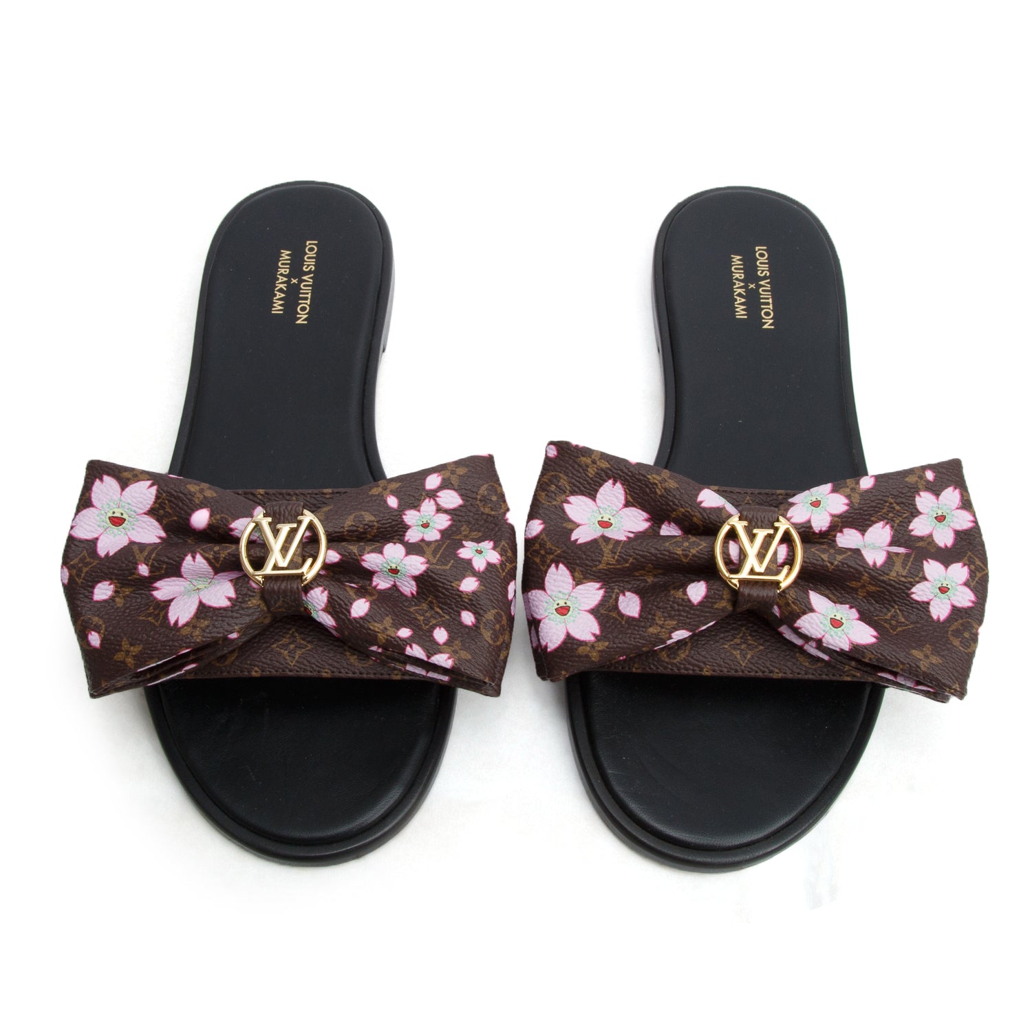 Louis Vuitton x Takashi Murakami Monogram Cherry Blossom Flat Mule, Size 38.5 w/ Box