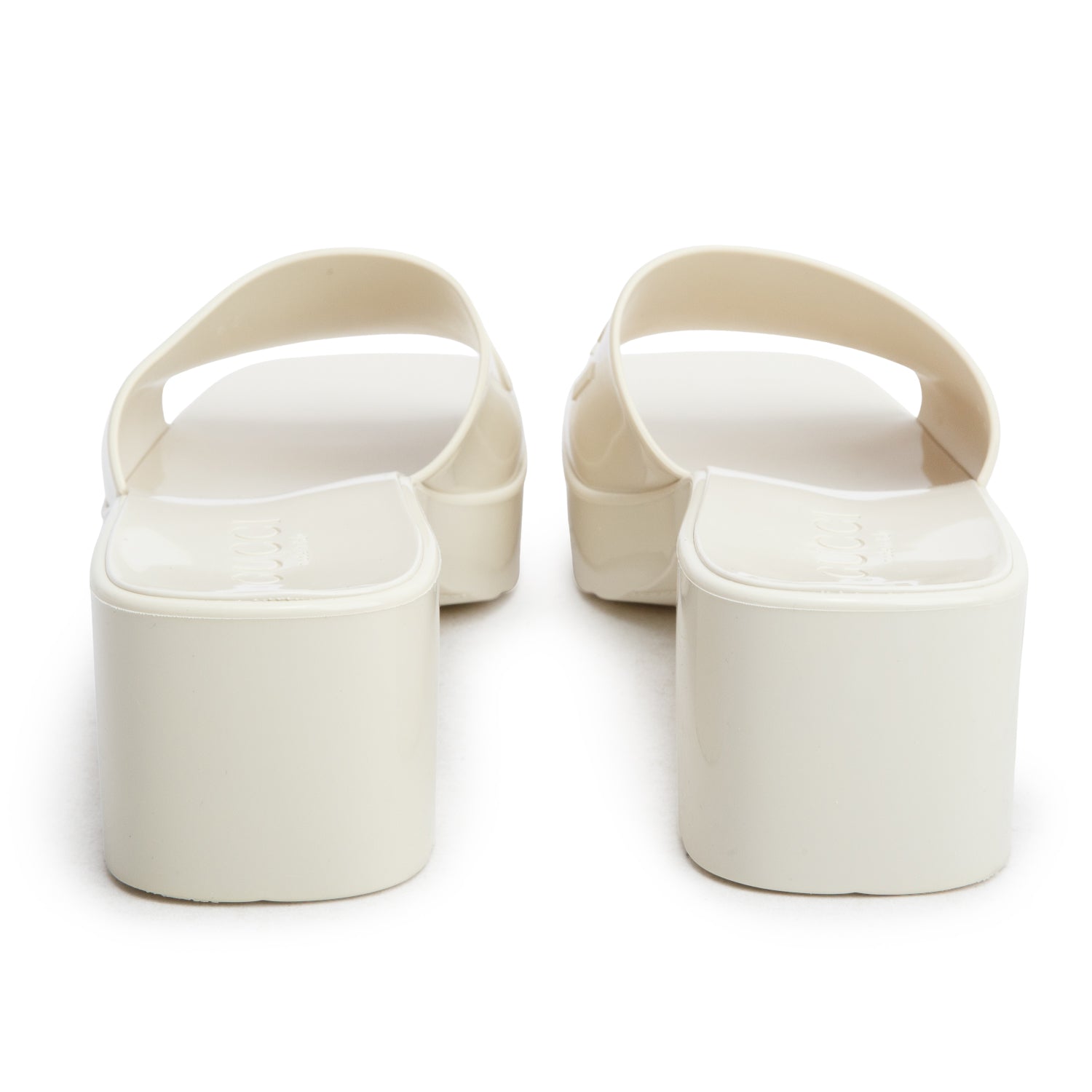 Gucci White Rubber Logo Embossed Slides, Size 36 w/ Box