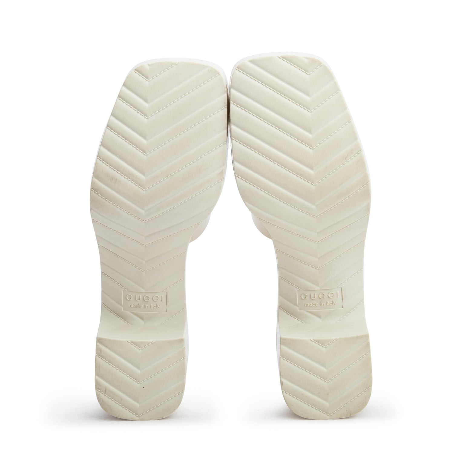 Gucci White Rubber Logo Embossed Slides, Size 36 w/ Box
