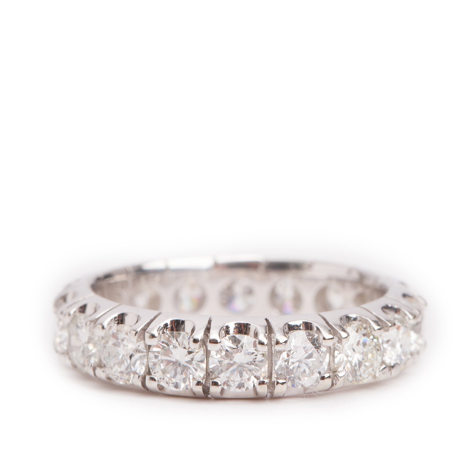 14k White Gold 2.61 tcw. Diamond Eternity Wedding Band Ring, Size 7.5