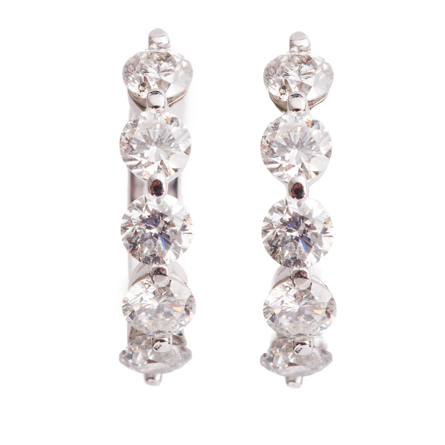 14k White Gold Diamond Huggie Earrings
