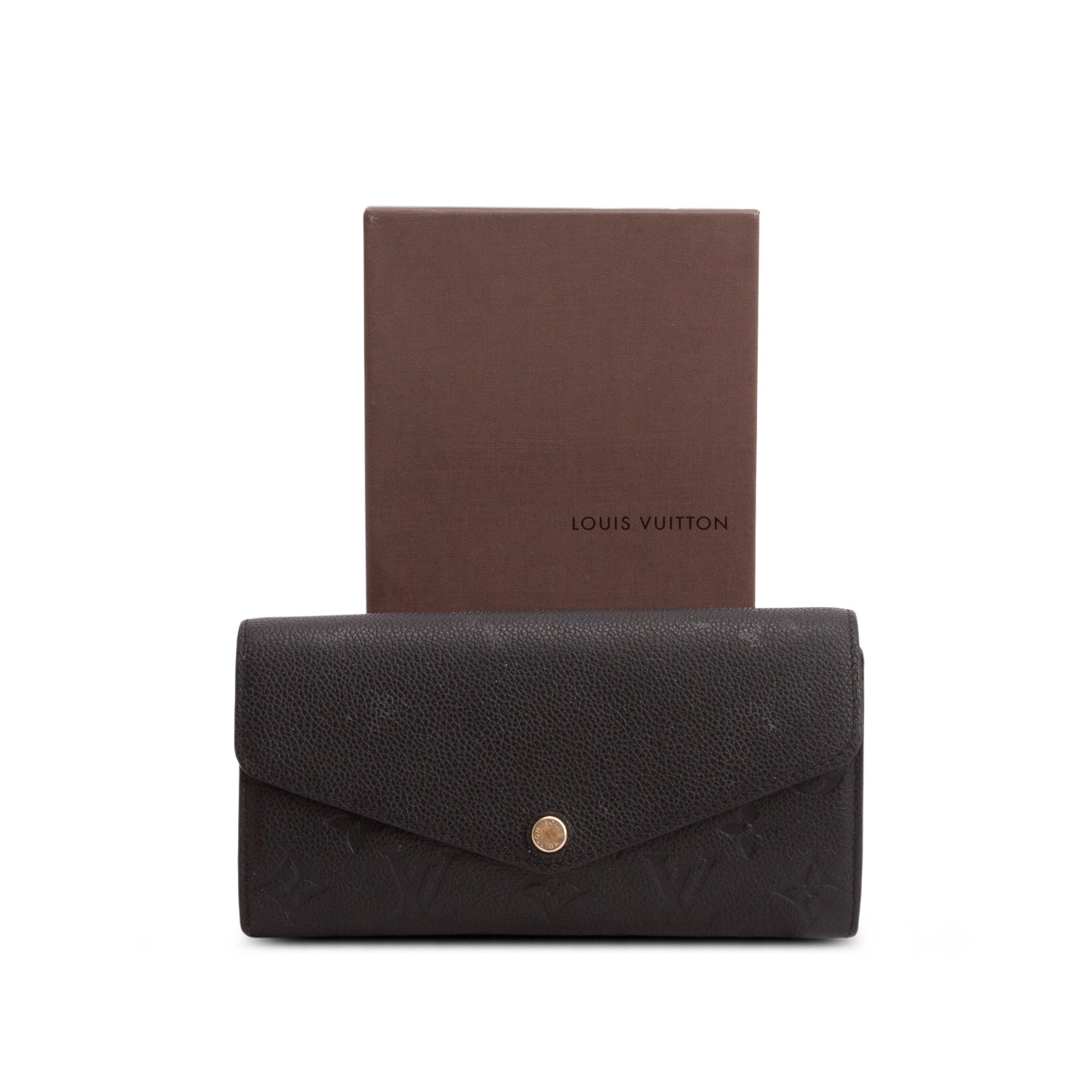 Louis Vuitton Black Monogram Empreinte Leather Sarah Wallet w/ Box
