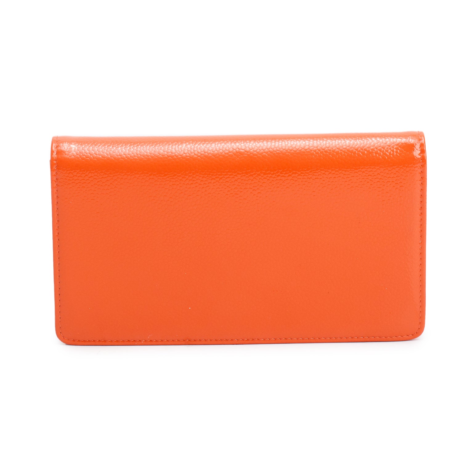Chanel Orange Patent Leather Timeless Yen Wallet w/ Box & Authenticity