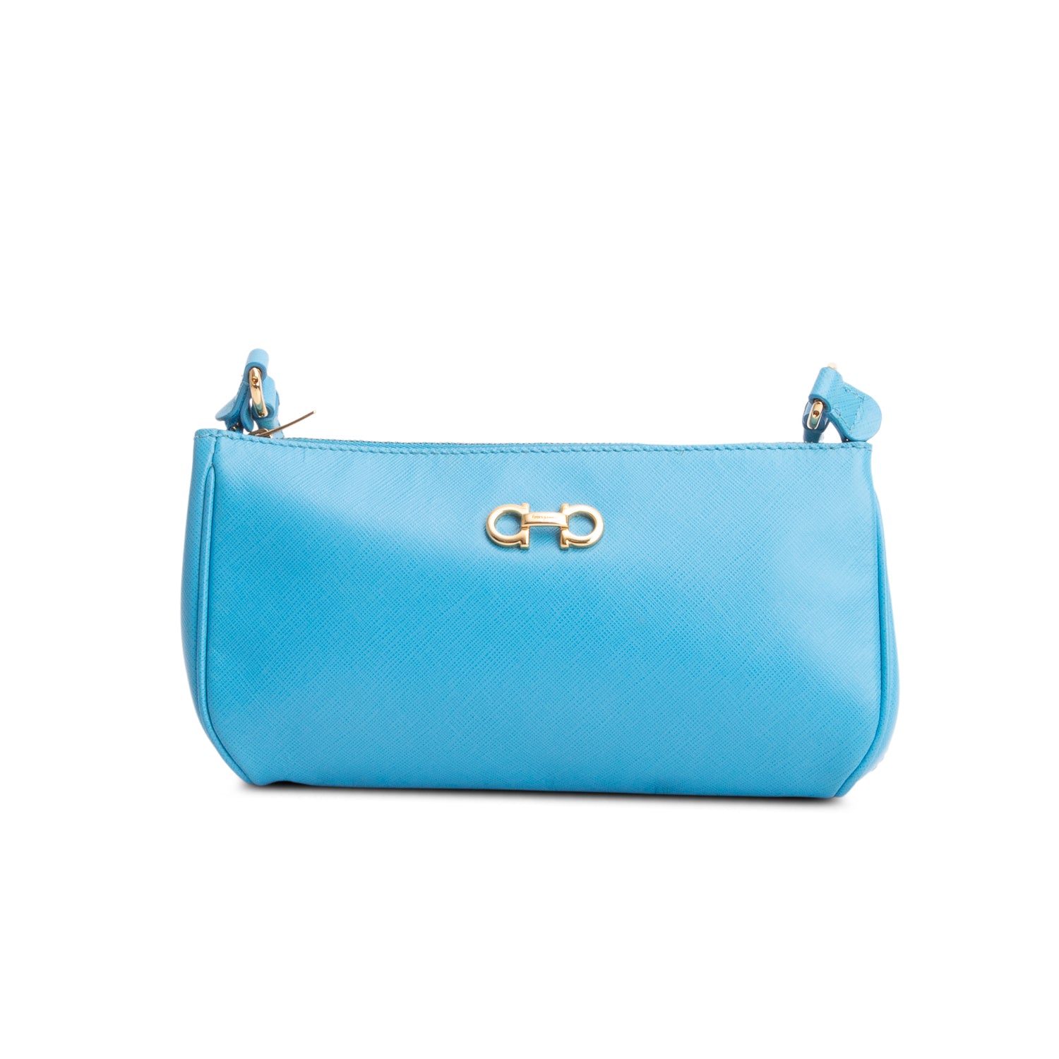 Ferragamo Blue Calfskin Icona Lisetta Shoulder Bag