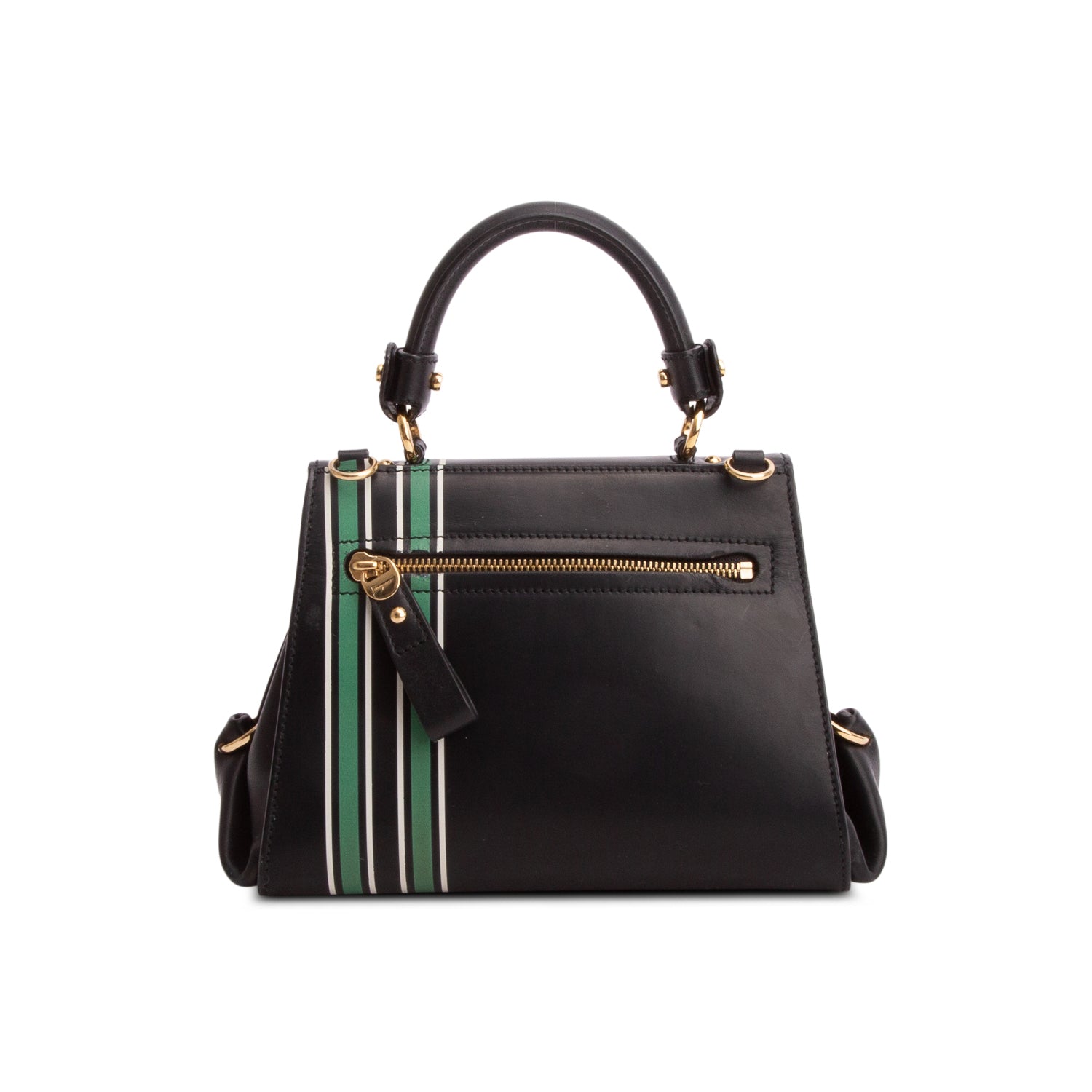 Salvatore Ferragamo Black Multicolor Floral Print Calfskin Sofia Top Handle Bag w/ Strap