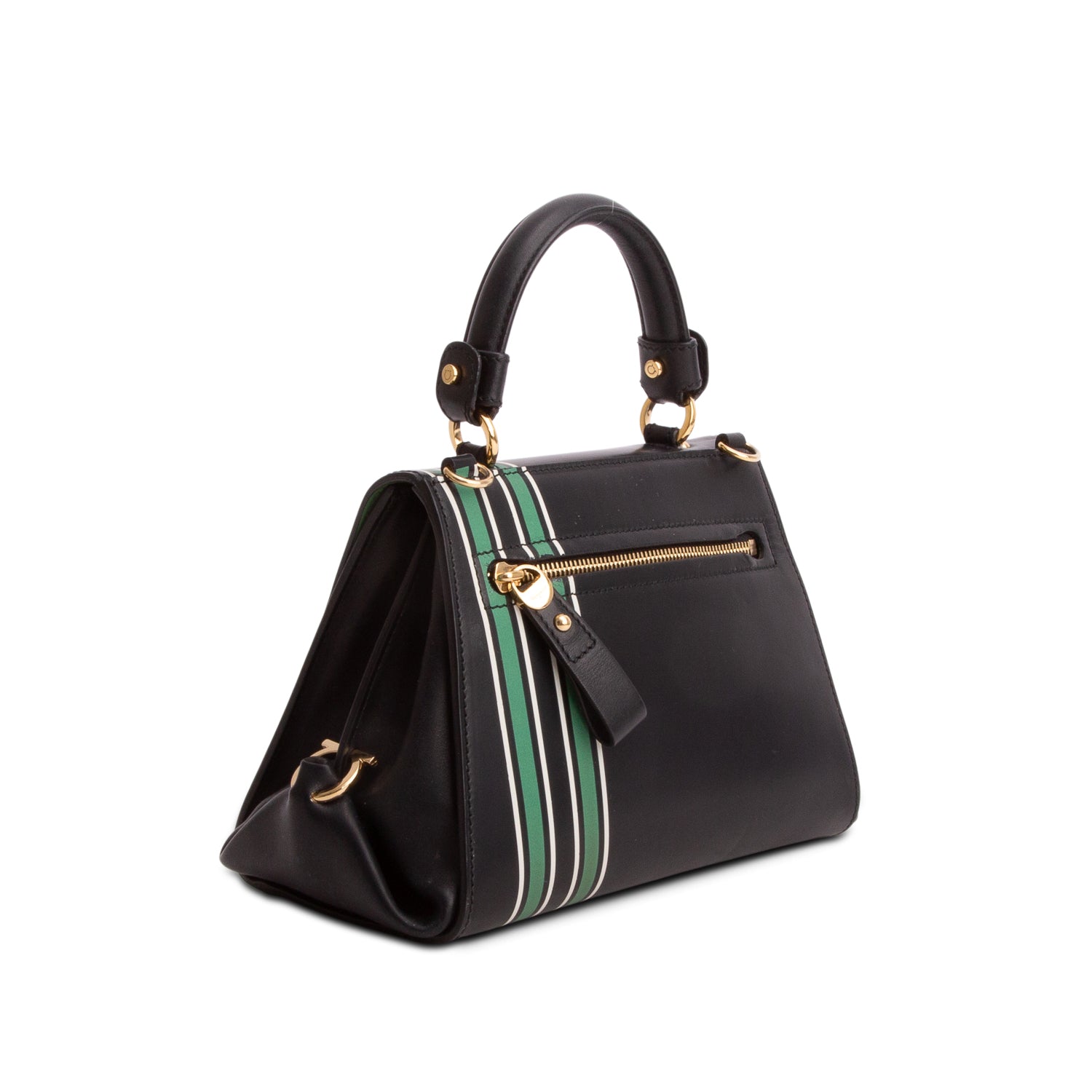 Salvatore Ferragamo Black Multicolor Floral Print Calfskin Sofia Top Handle Bag w/ Strap