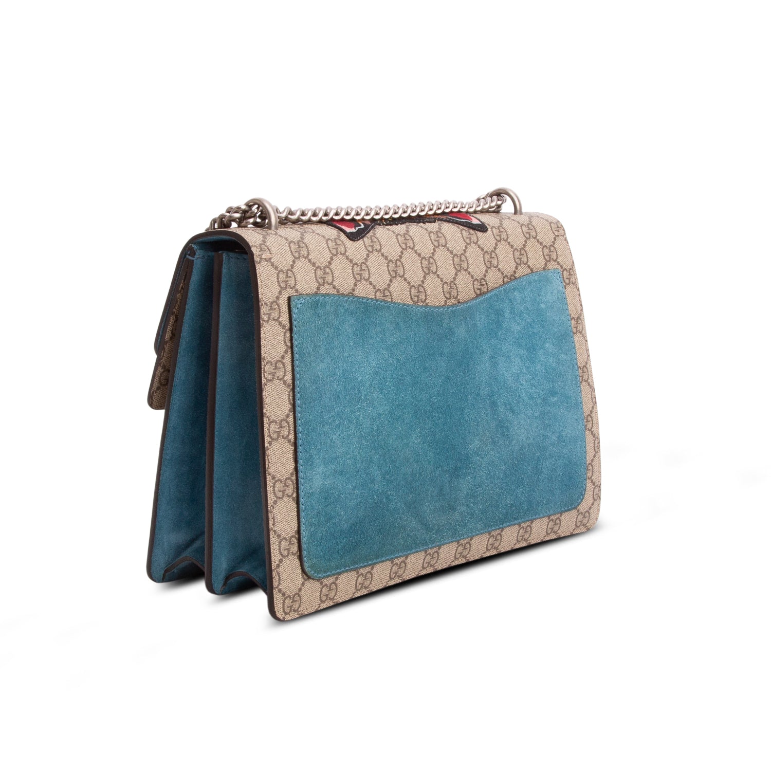 Gucci GG Supreme Angry Cat Embroidered Crystal Embellished Dionysus Medium Shoulder Bag