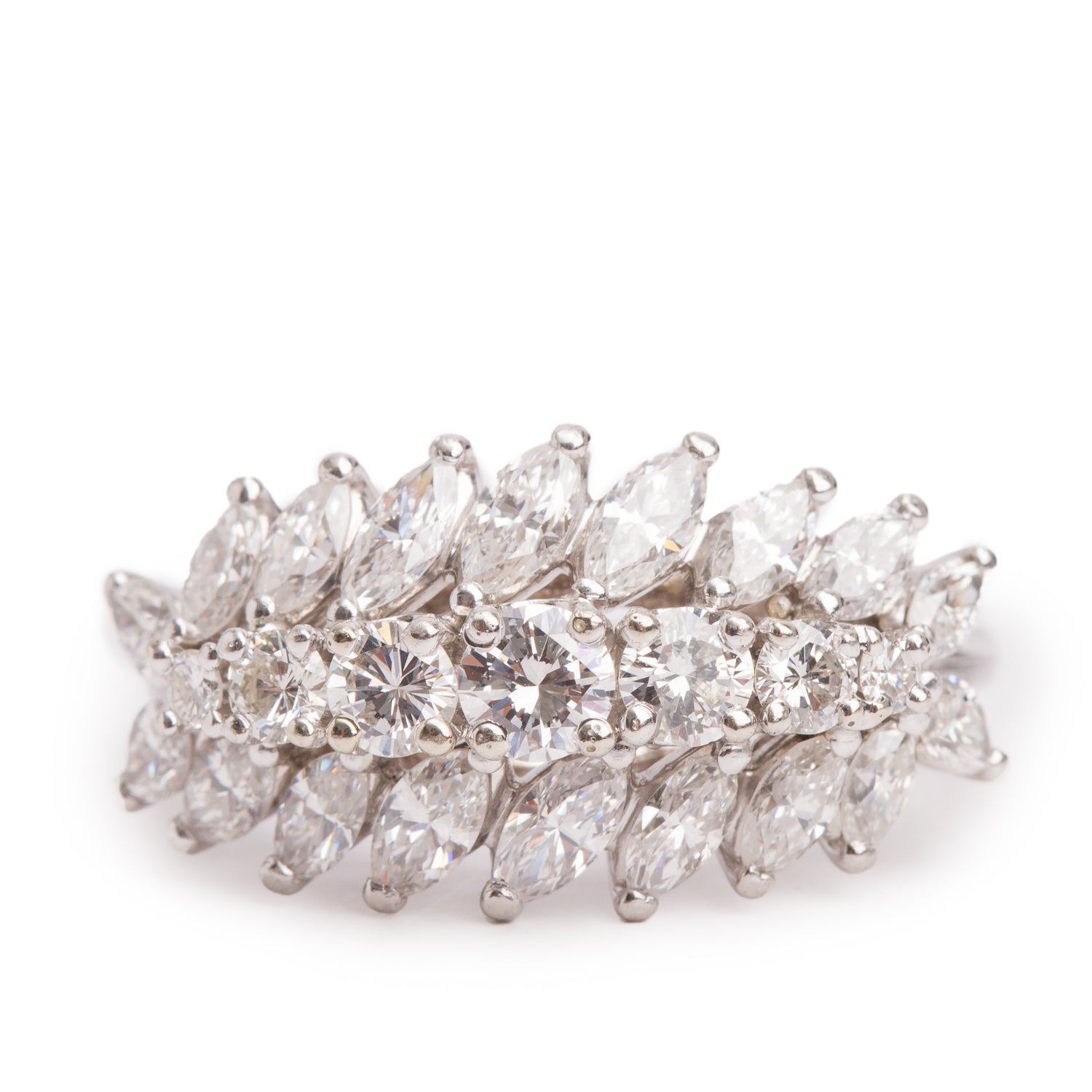 Birks Platinum Diamond Cocktail Ring, Size 6.5