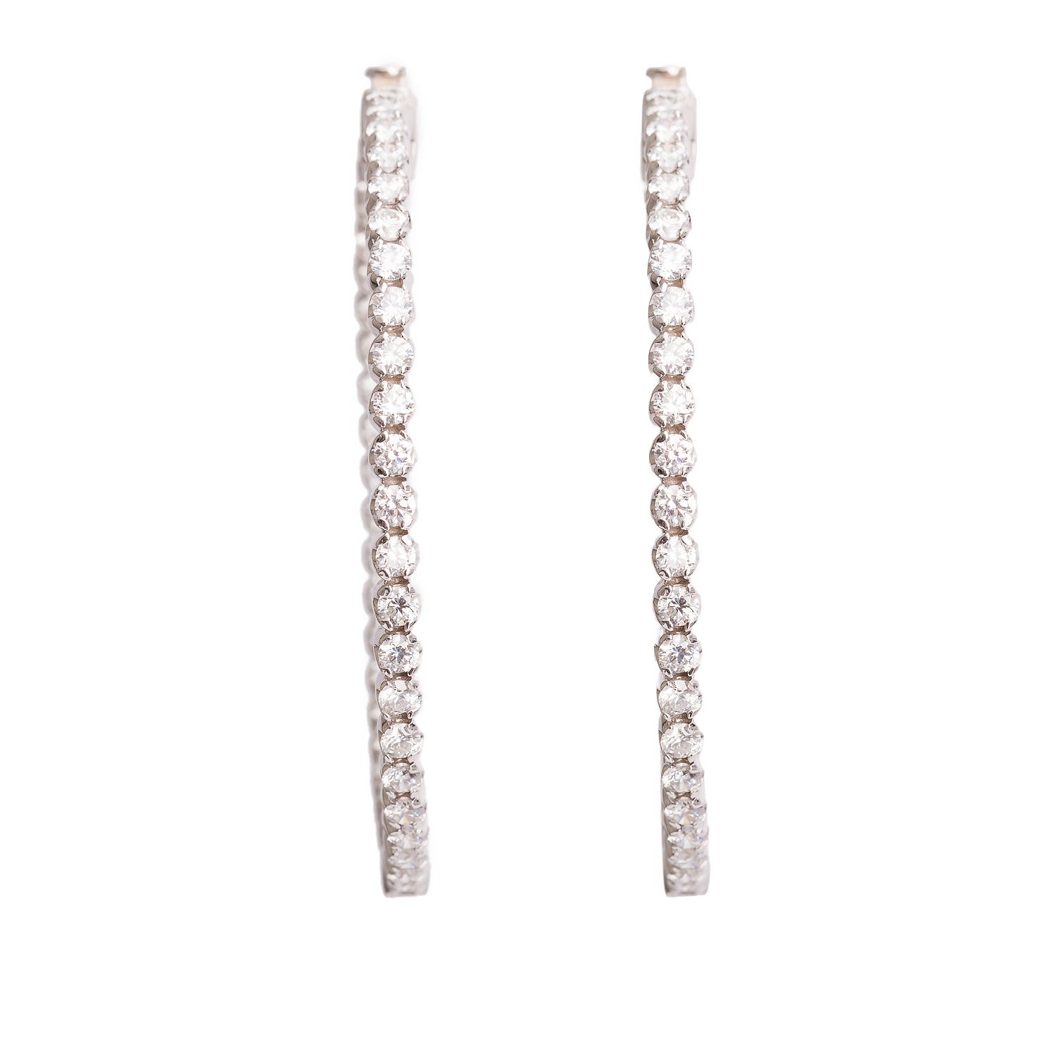 14k White Gold 5.33 tcw. Diamond Inside-Out Hoop Earrings