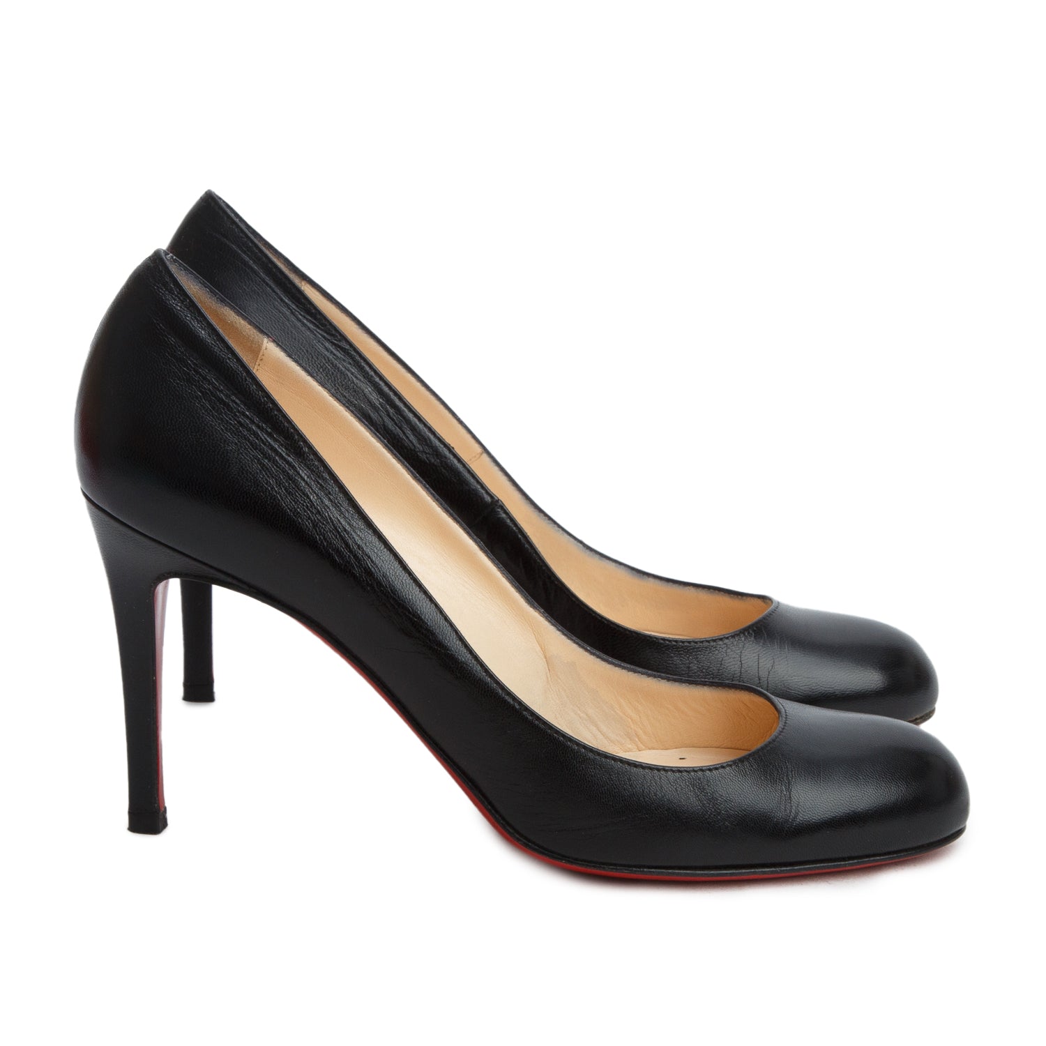 Christian Louboutin Black  Leather Simple 85 Pumps, Women's Size 38 w/ Box