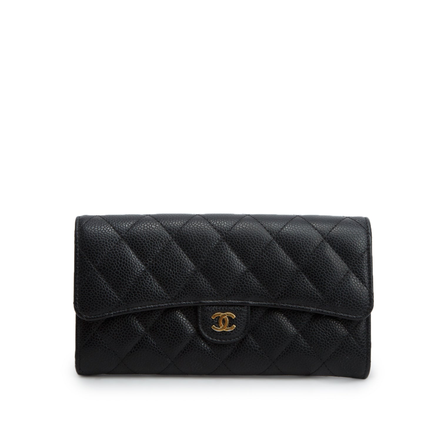 Chanel Black Caviar Leather Classic Long Flap Wallet