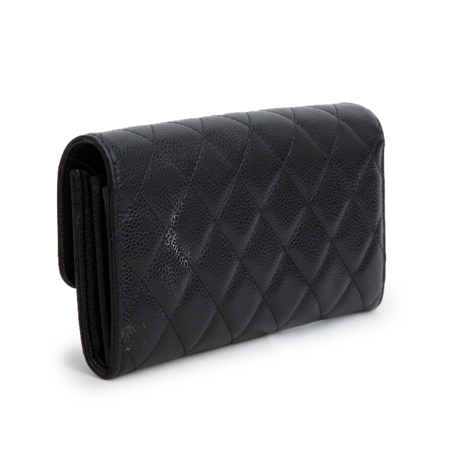 Chanel Black Caviar Leather Classic Long Flap Wallet