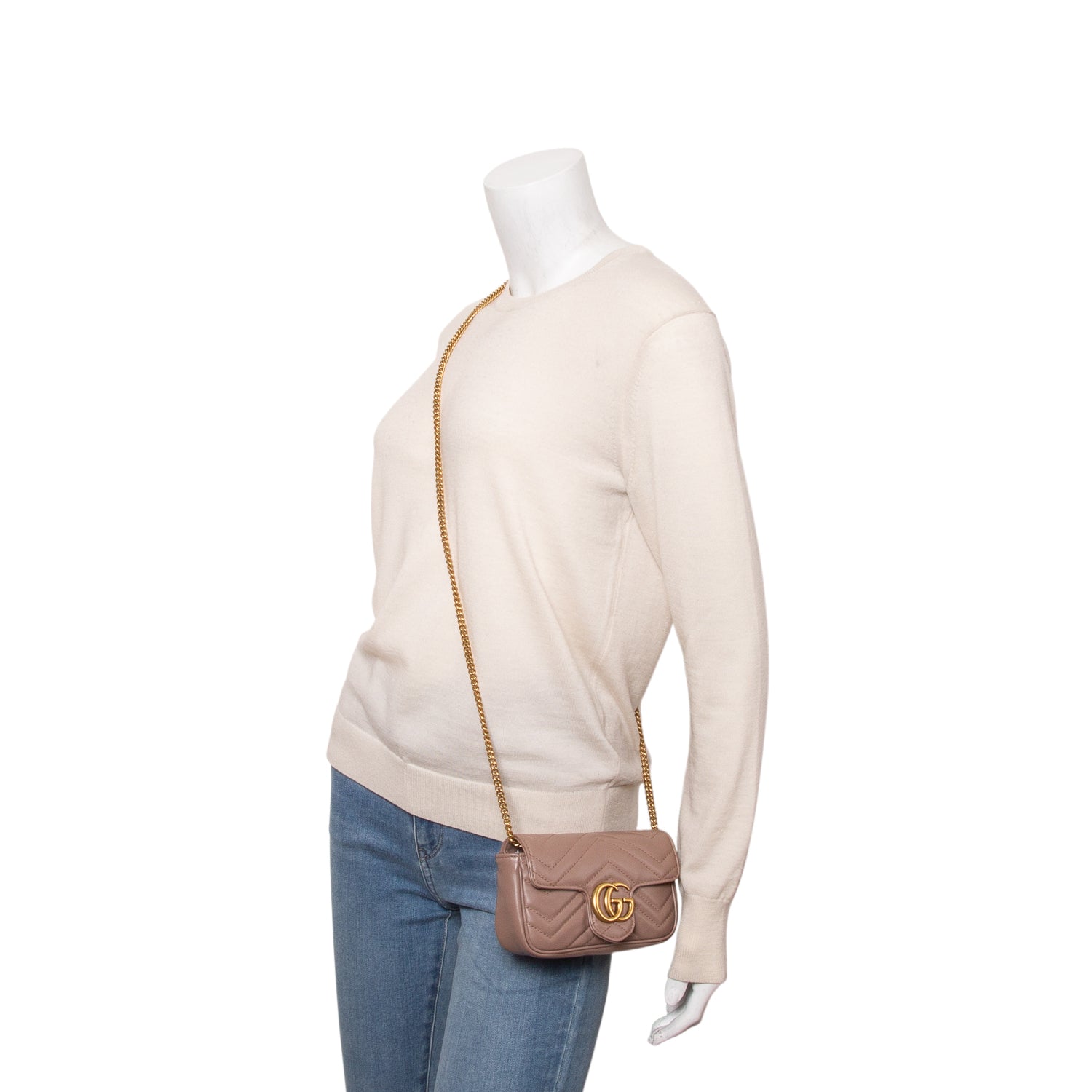 Gucci Pink GG Marmont Matelasse Leather Super Mini Bag