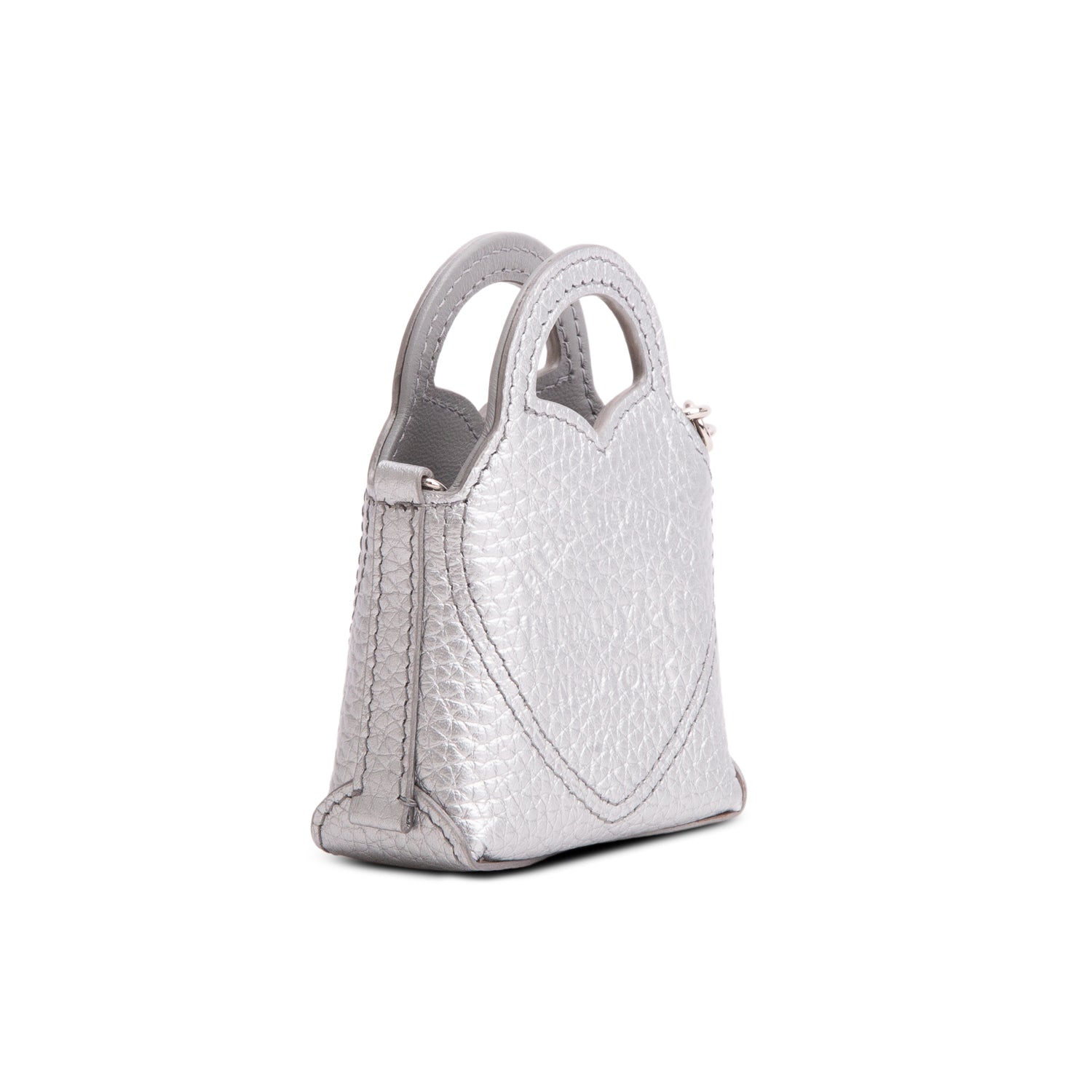 Tiffany & Co. Silver Leather Mini Charm Tote Bag