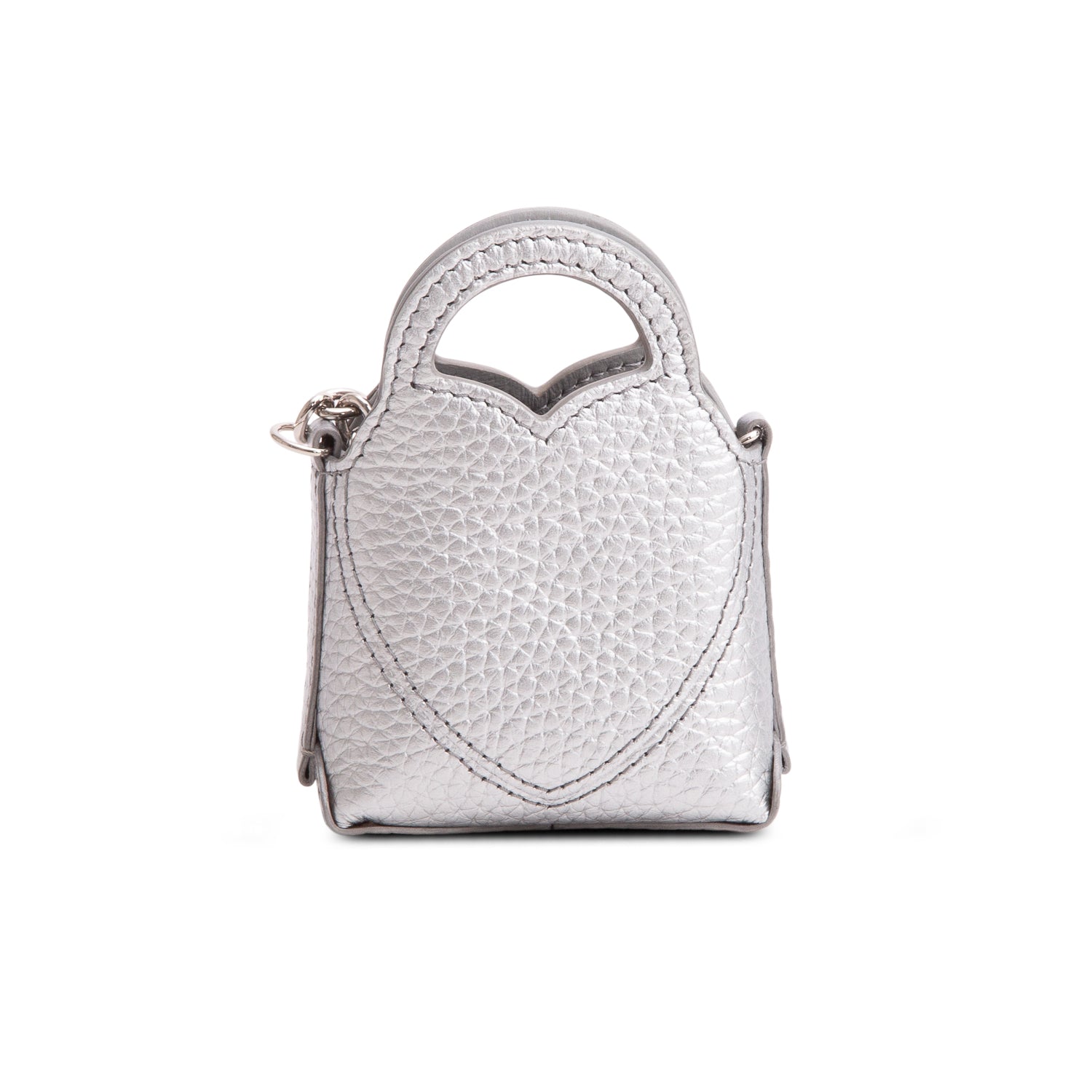 Tiffany & Co. Silver Leather Mini Charm Tote Bag