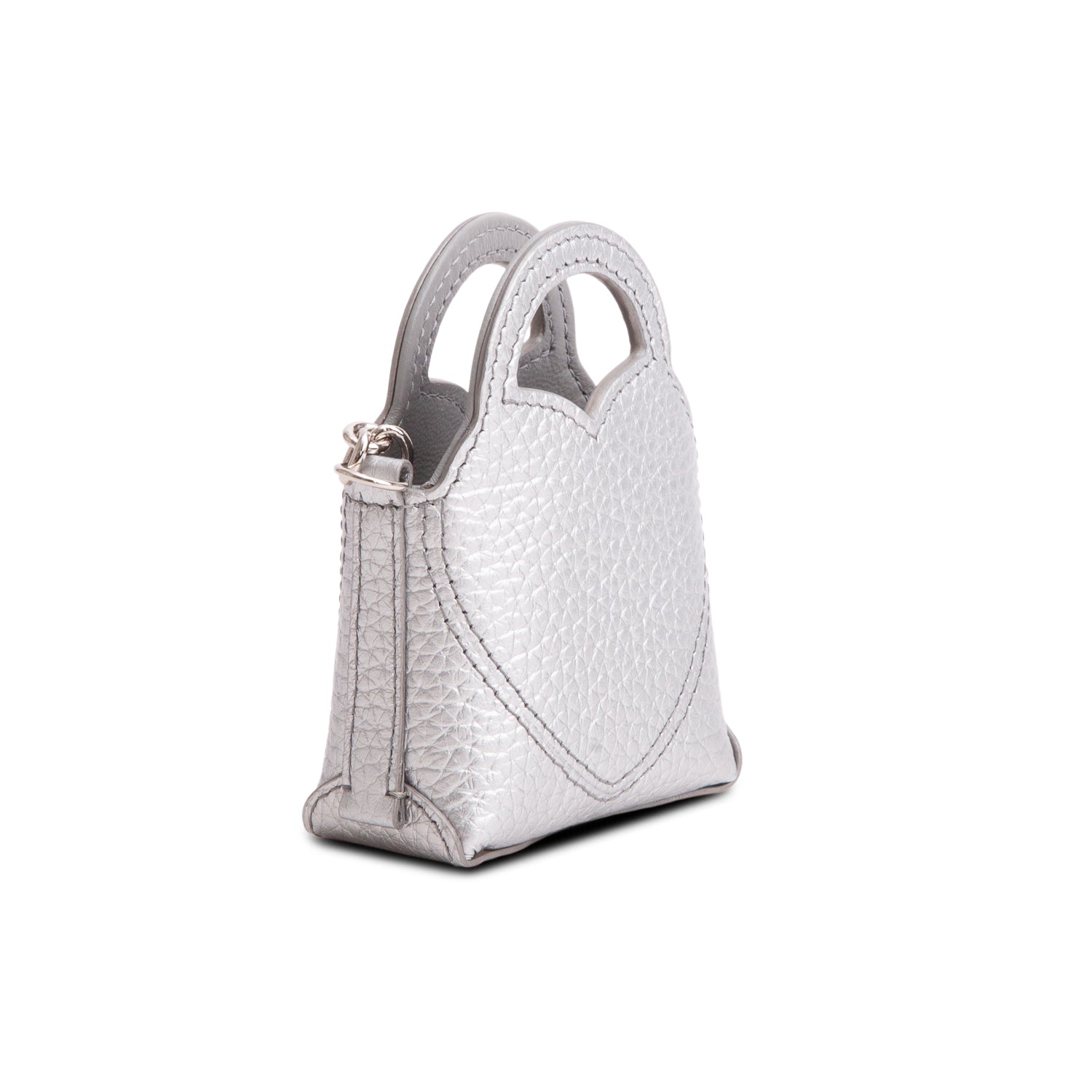Tiffany & Co. Silver Leather Mini Charm Tote Bag