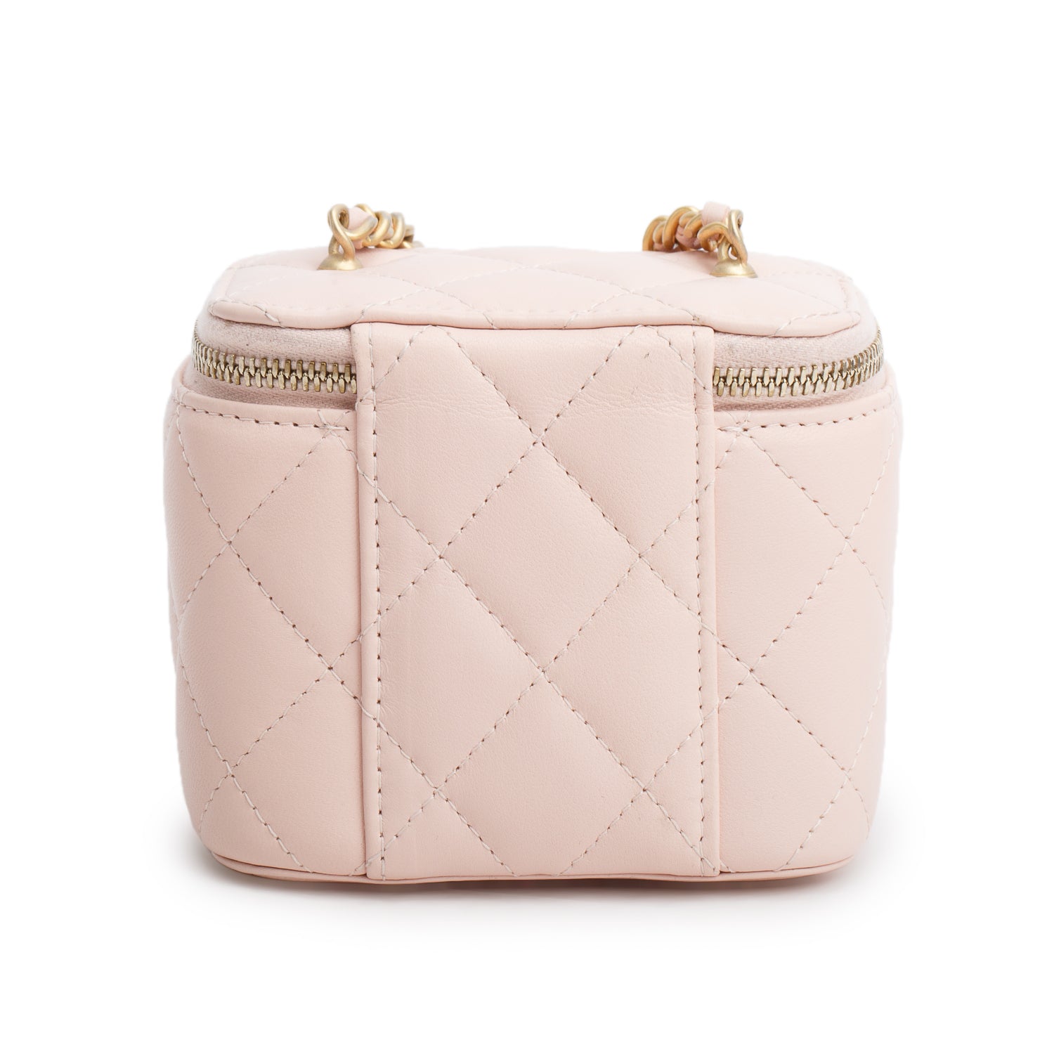 Chanel Pink Calfskin Leather Mini Pearl Crush Vanity Case