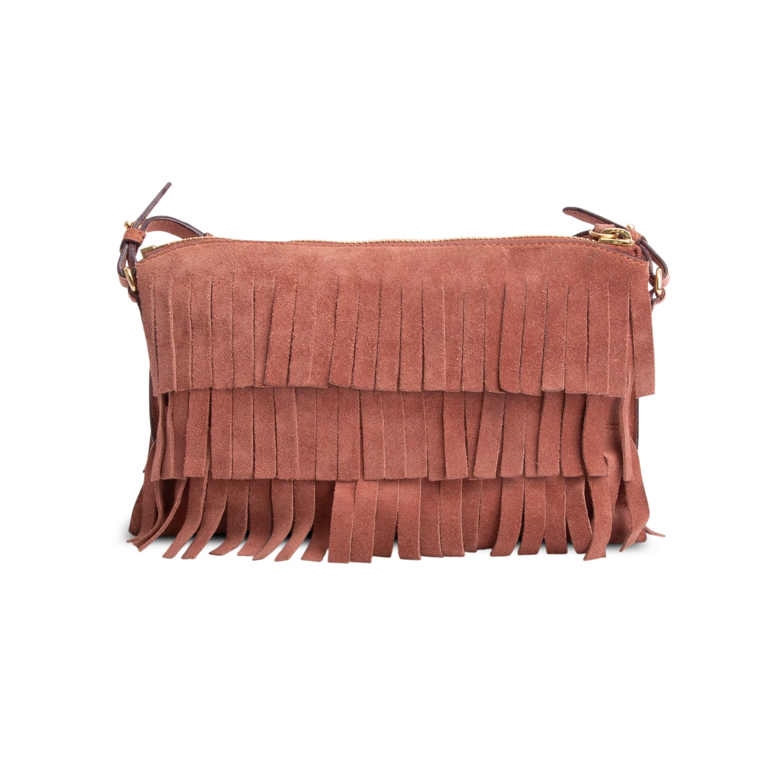 Burberry Pink Suede Peyton Fringe Crossbody Bag