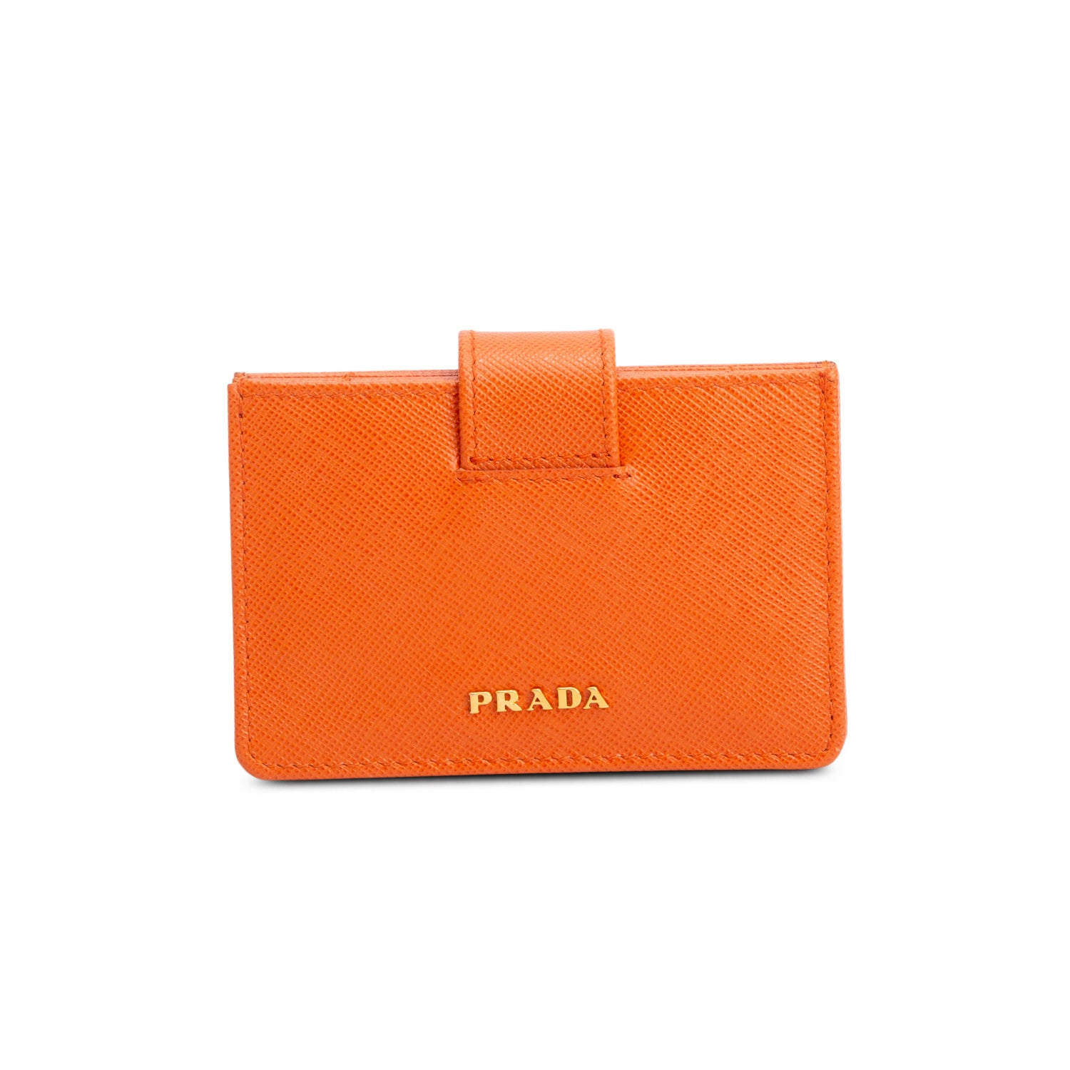 Prada Orange Saffiano Leather Accordion Card Holder w/ Box & Authenticity Card