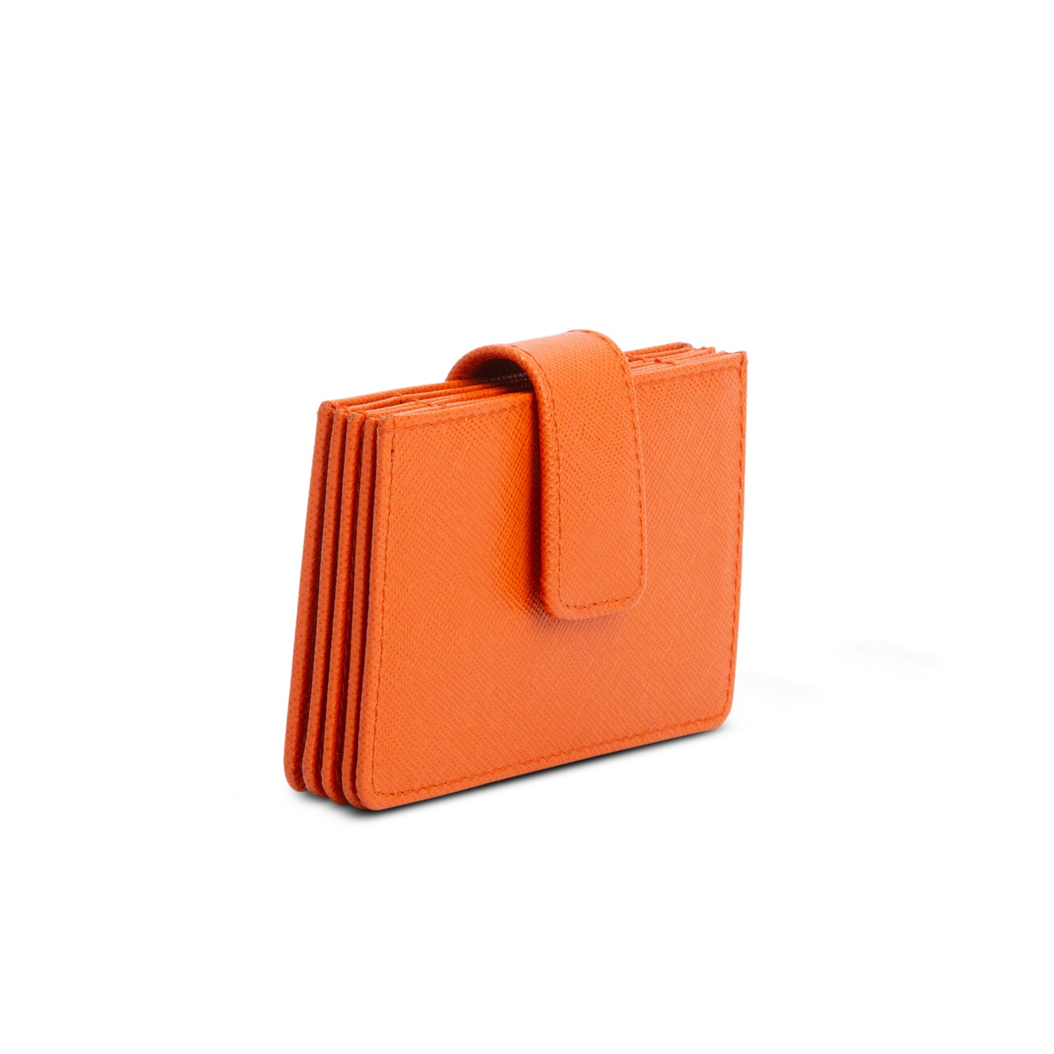 Prada Orange Saffiano Leather Accordion Card Holder w/ Box & Authenticity Card