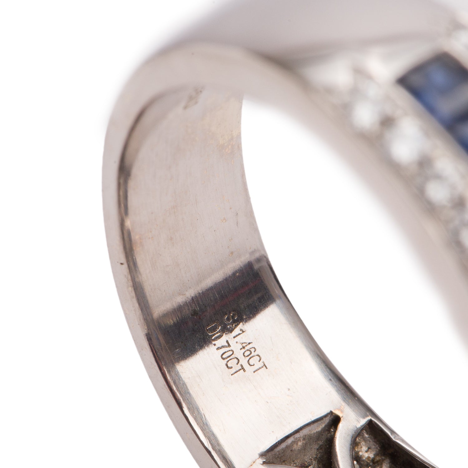 18k White Gold Blue Sapphire & Diamond Ring, Size 8.25